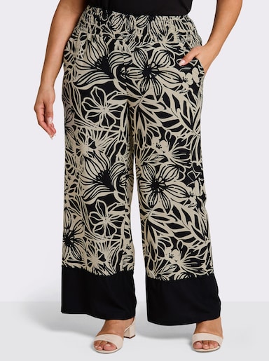 sheego Webhose in Schlupfform - schwarz-sand-bedruckt