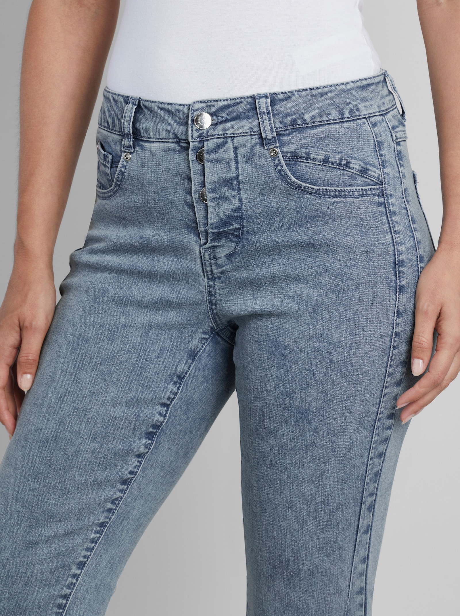 heine 5-pocketjeans met opschrift - blue-bleached