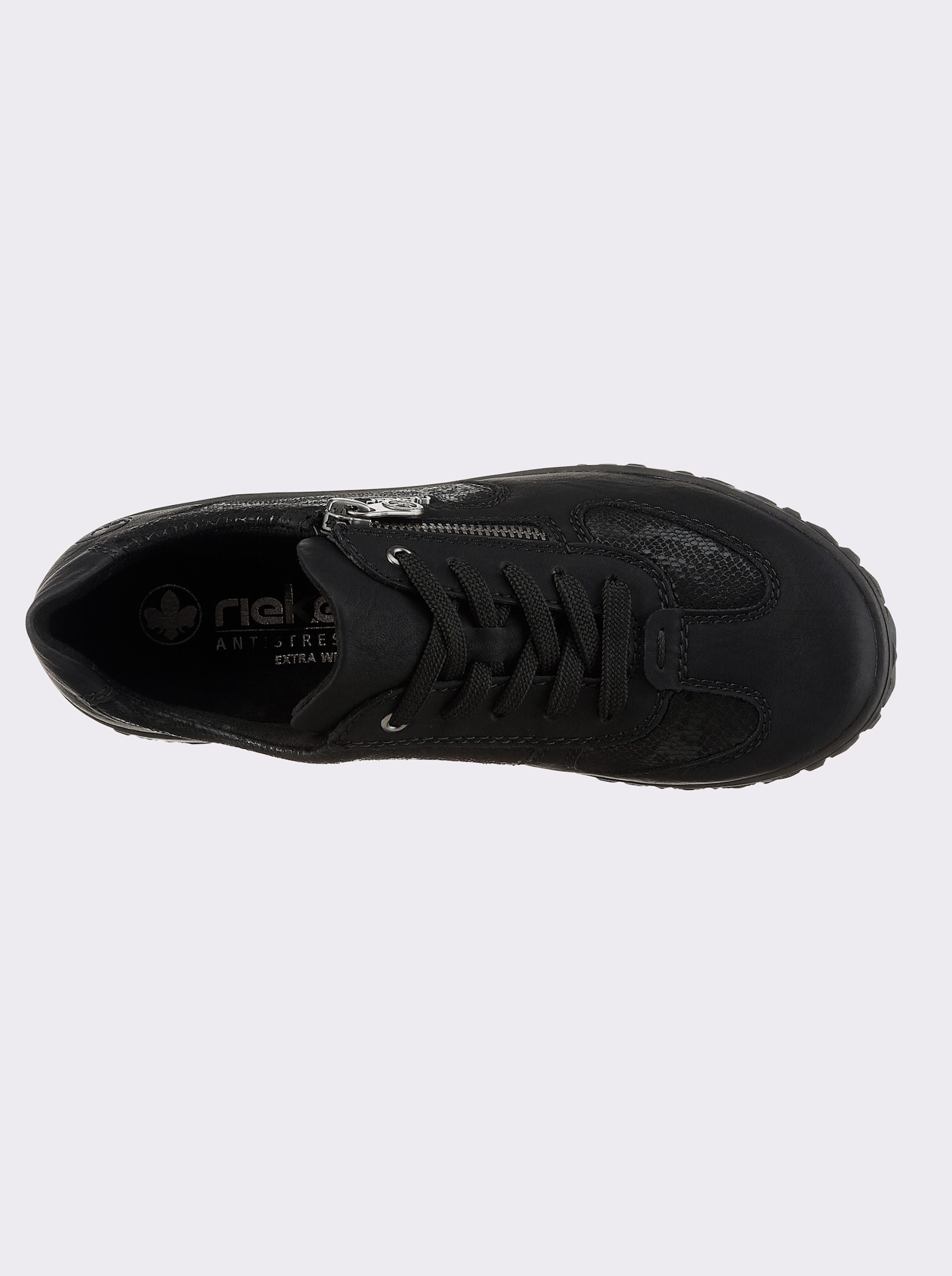 Rieker Schnürschuh mit Stretch-Einsatz, für kräftige Füße - schwarz