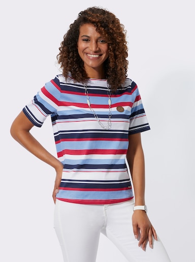 Ringelshirt mit U-Boot-Ausschnitt - marine-erdbeere-geringelt