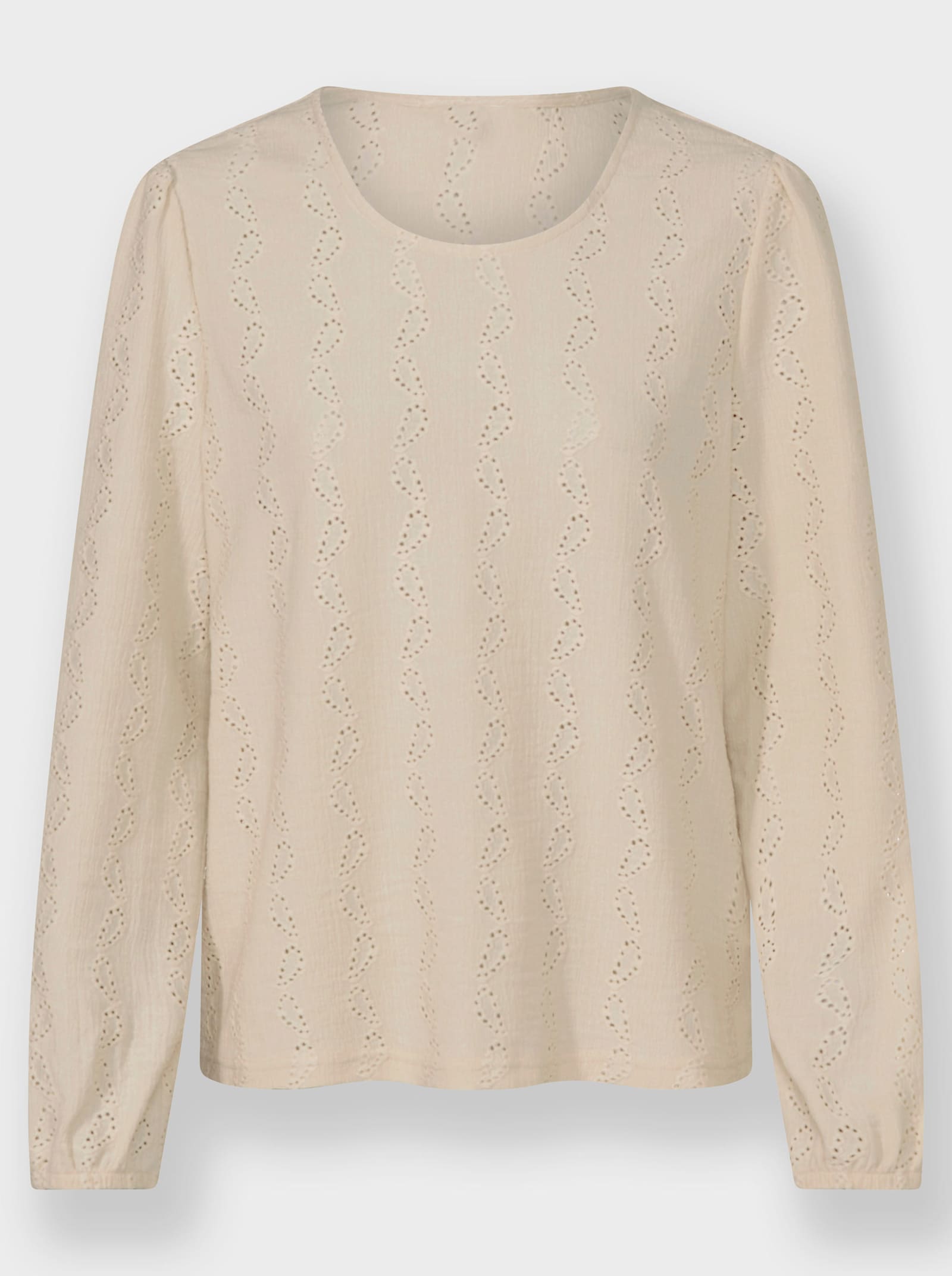 Shirt met lange mouwen en ajourwerk - zand