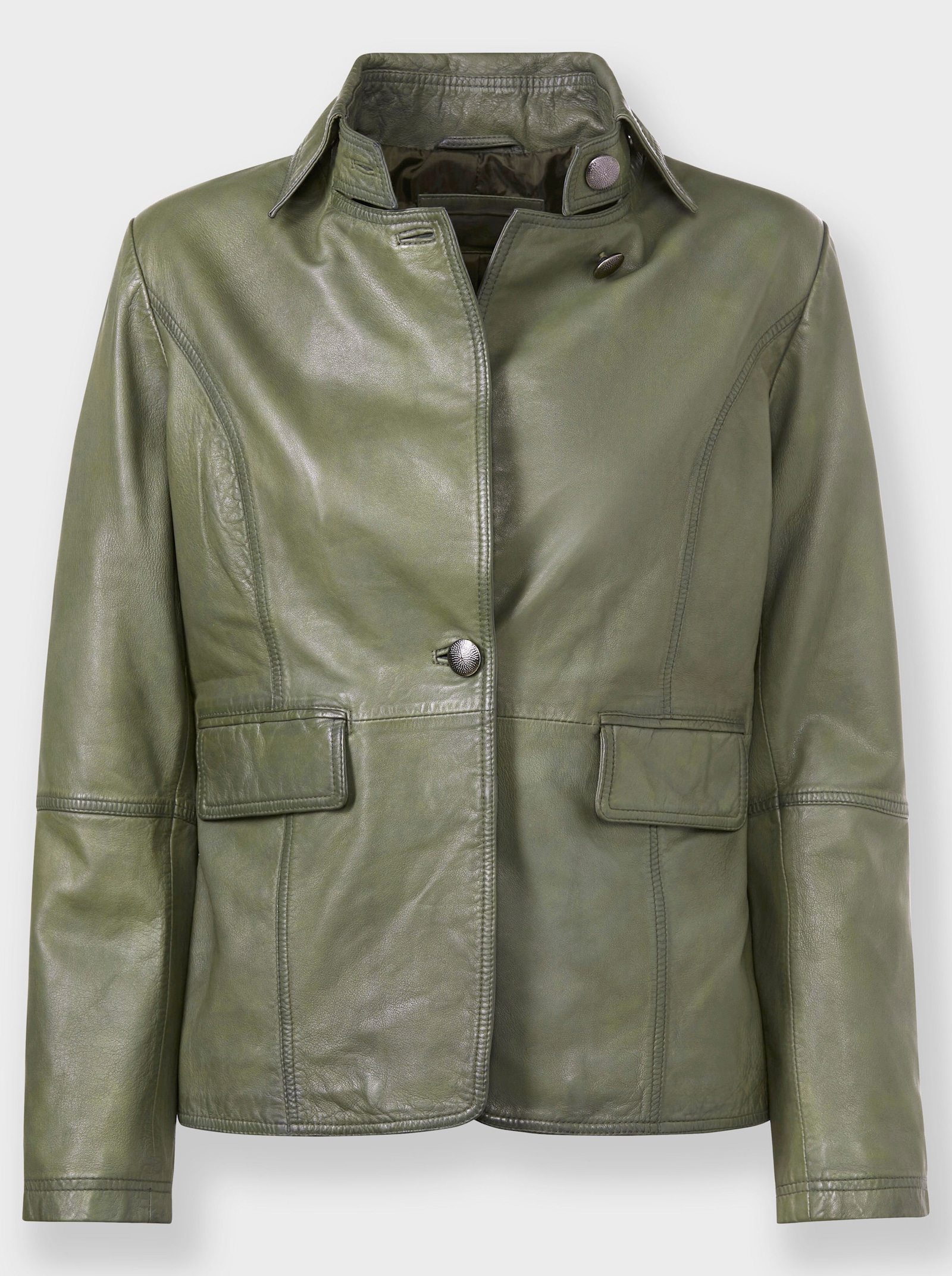 heine Lederblazer in feiner Struktur - khaki