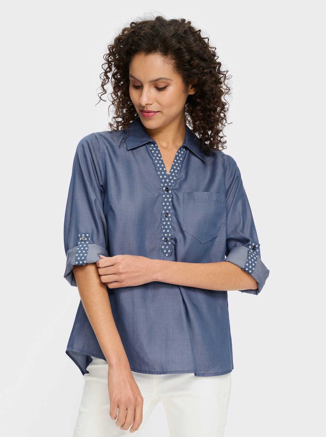 heine Langarm-Bluse - jeansblau