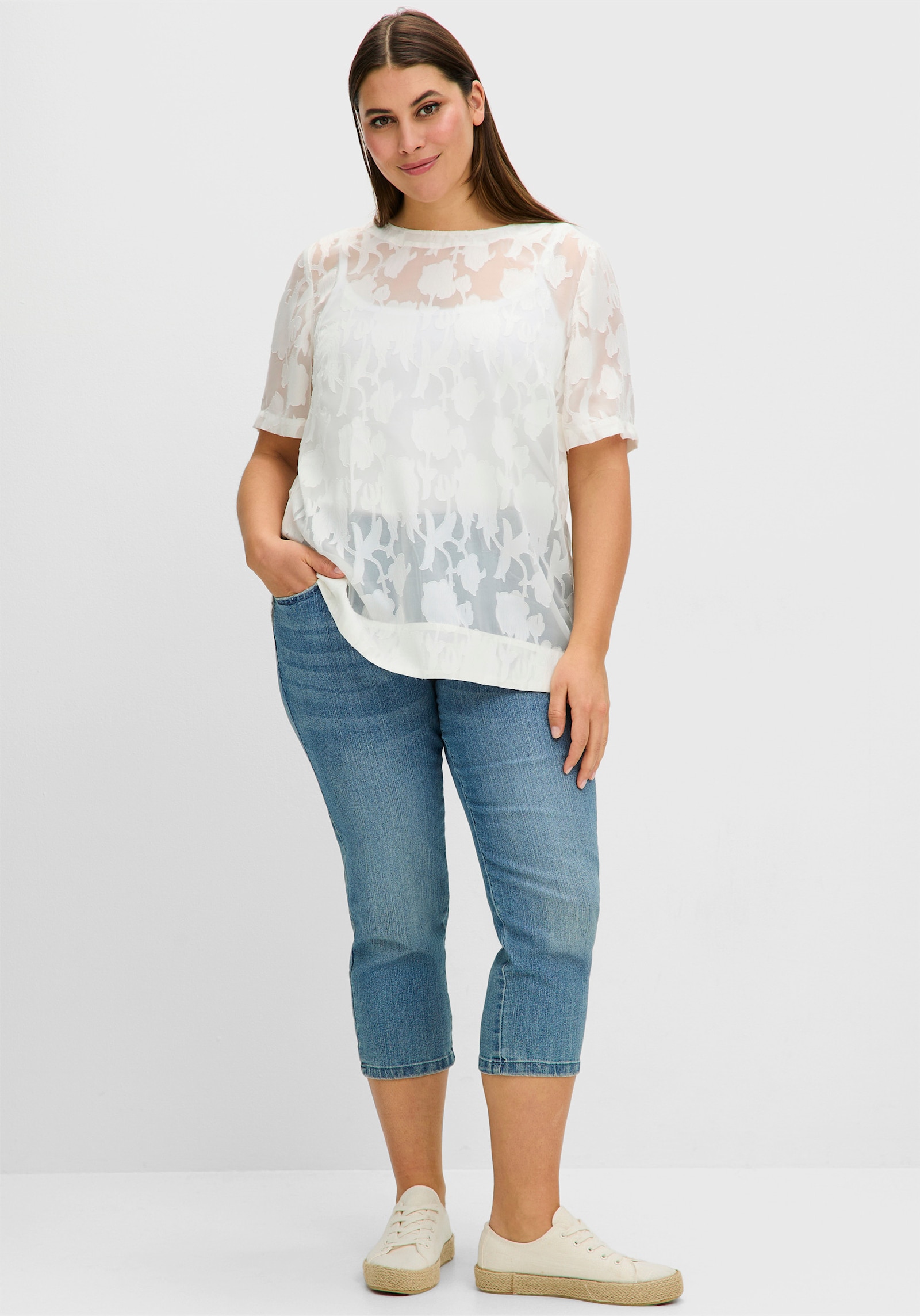 sheego Tunika mit Jacquardmuster - champagner