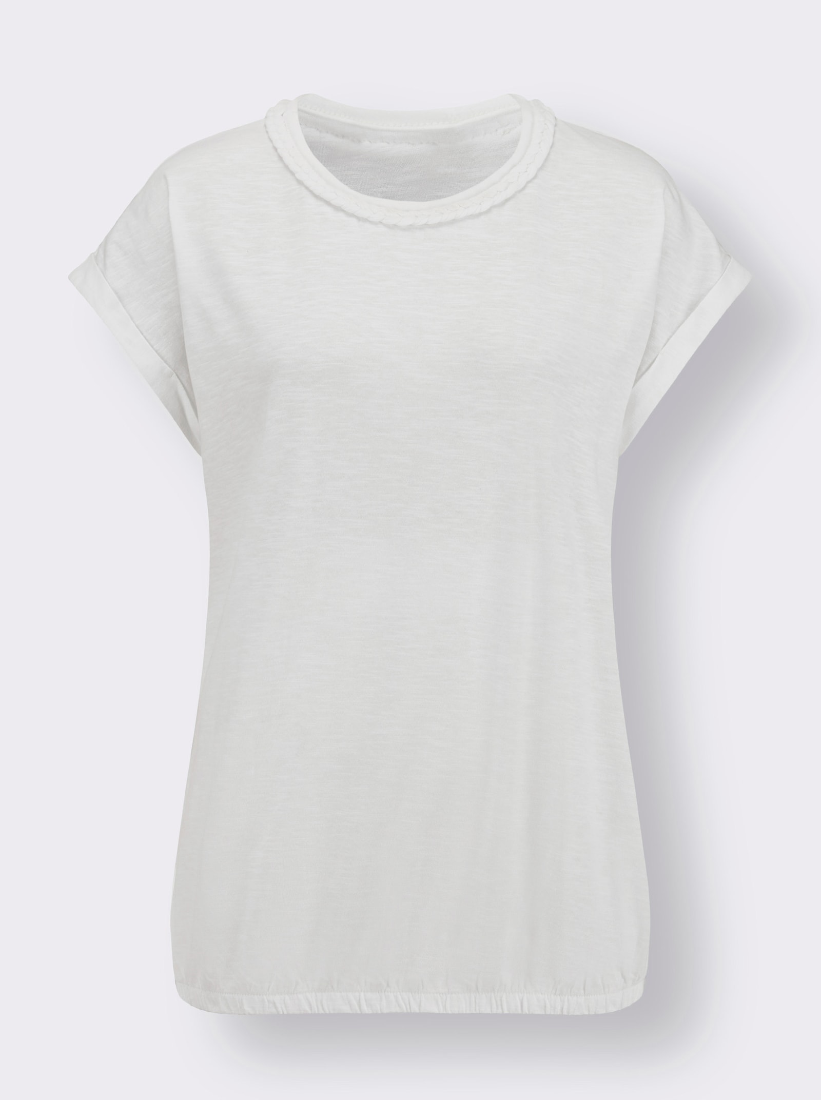 Shirt met ronde hals en oversized schouders - wit