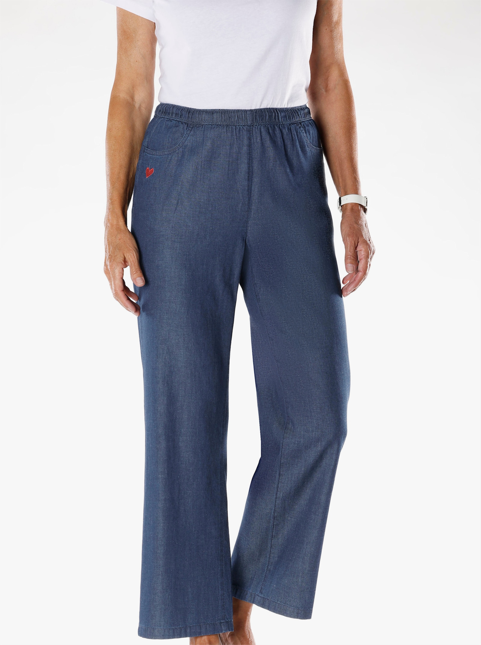 Comfortjeans in wijd model - blue-stonewashed