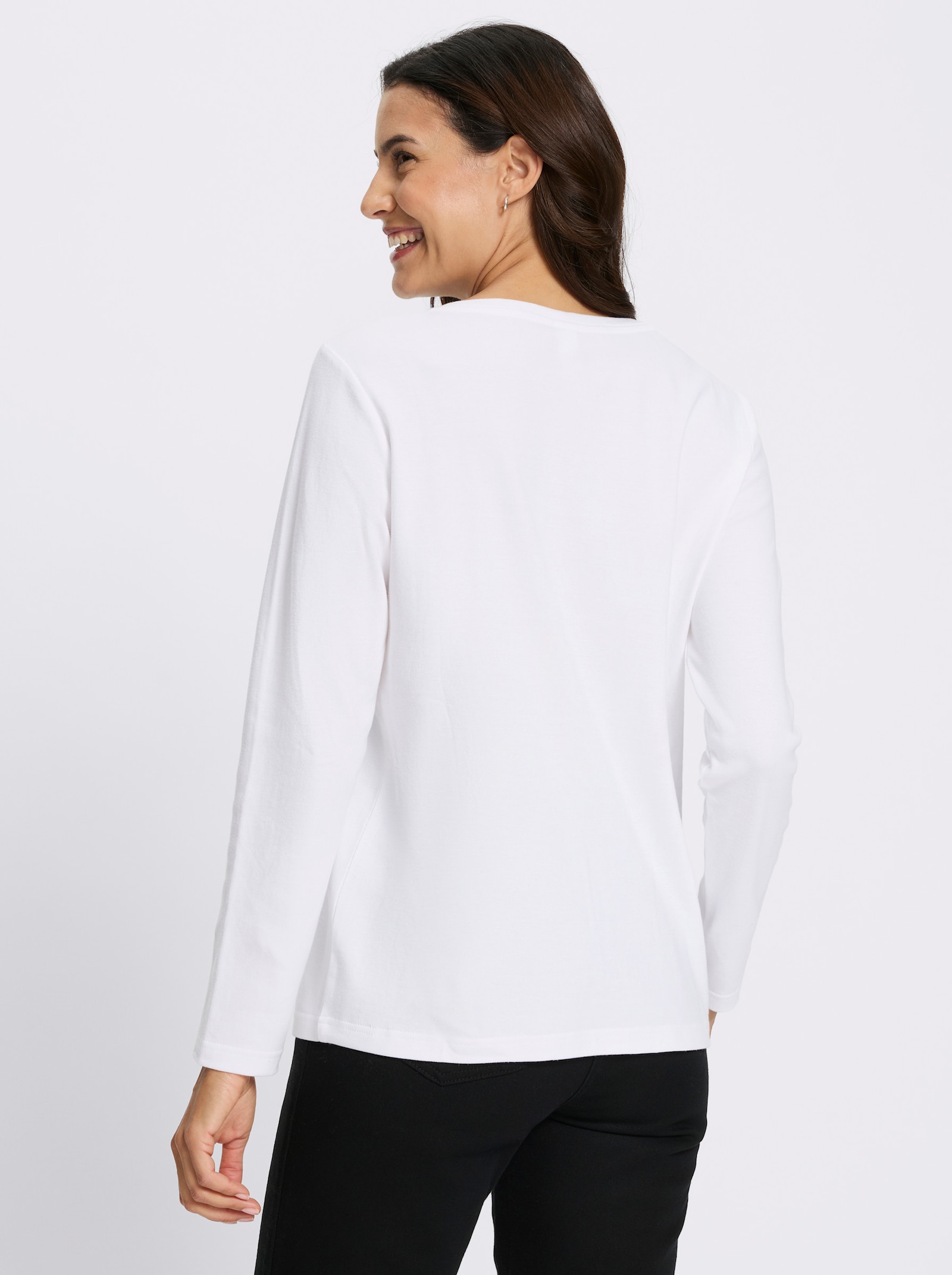 Rundhalsshirt mit platzierter Kordelstickerei - ecru