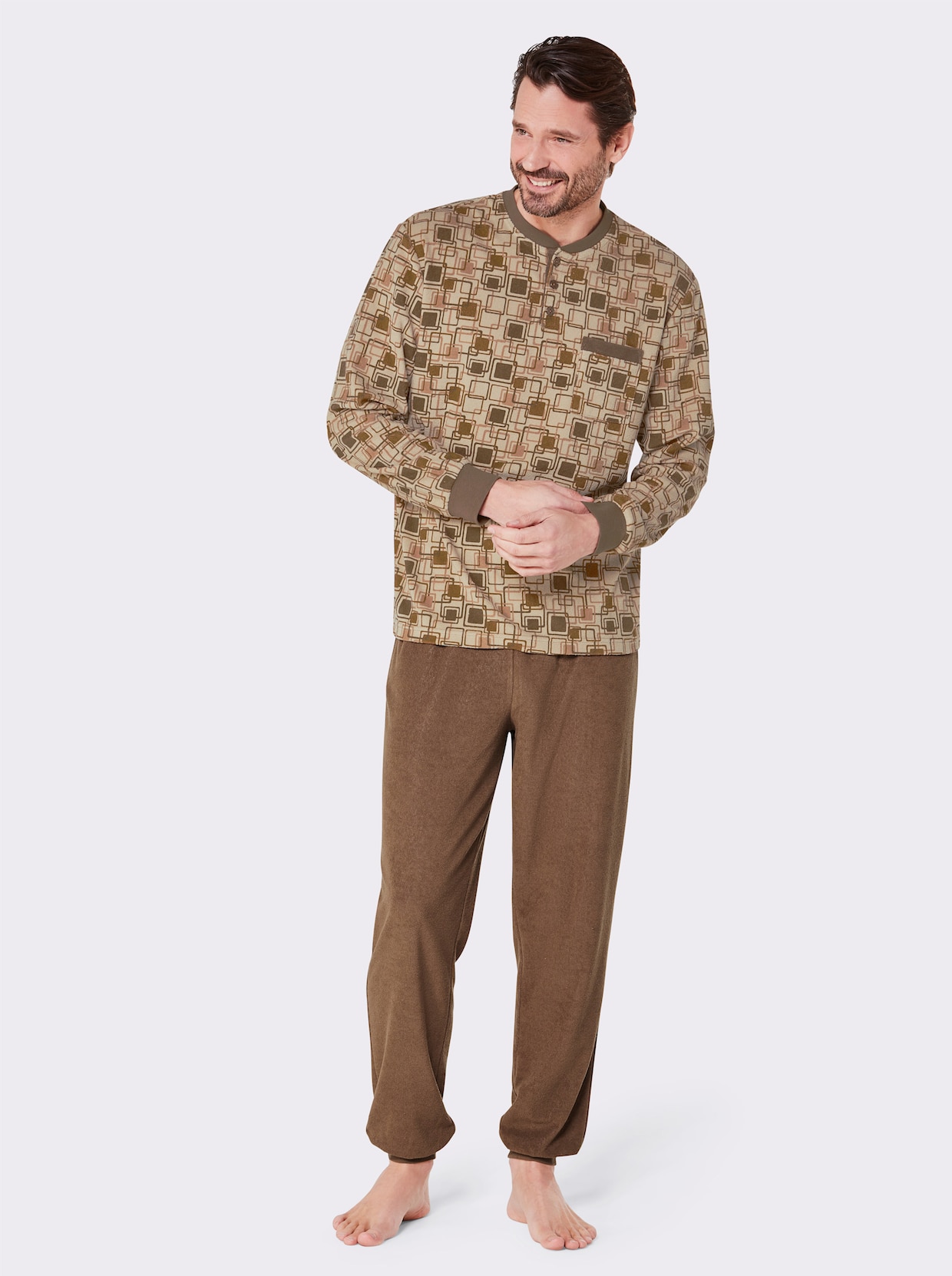 KINGsCLUB Pyjama - beige/bruin geprint
