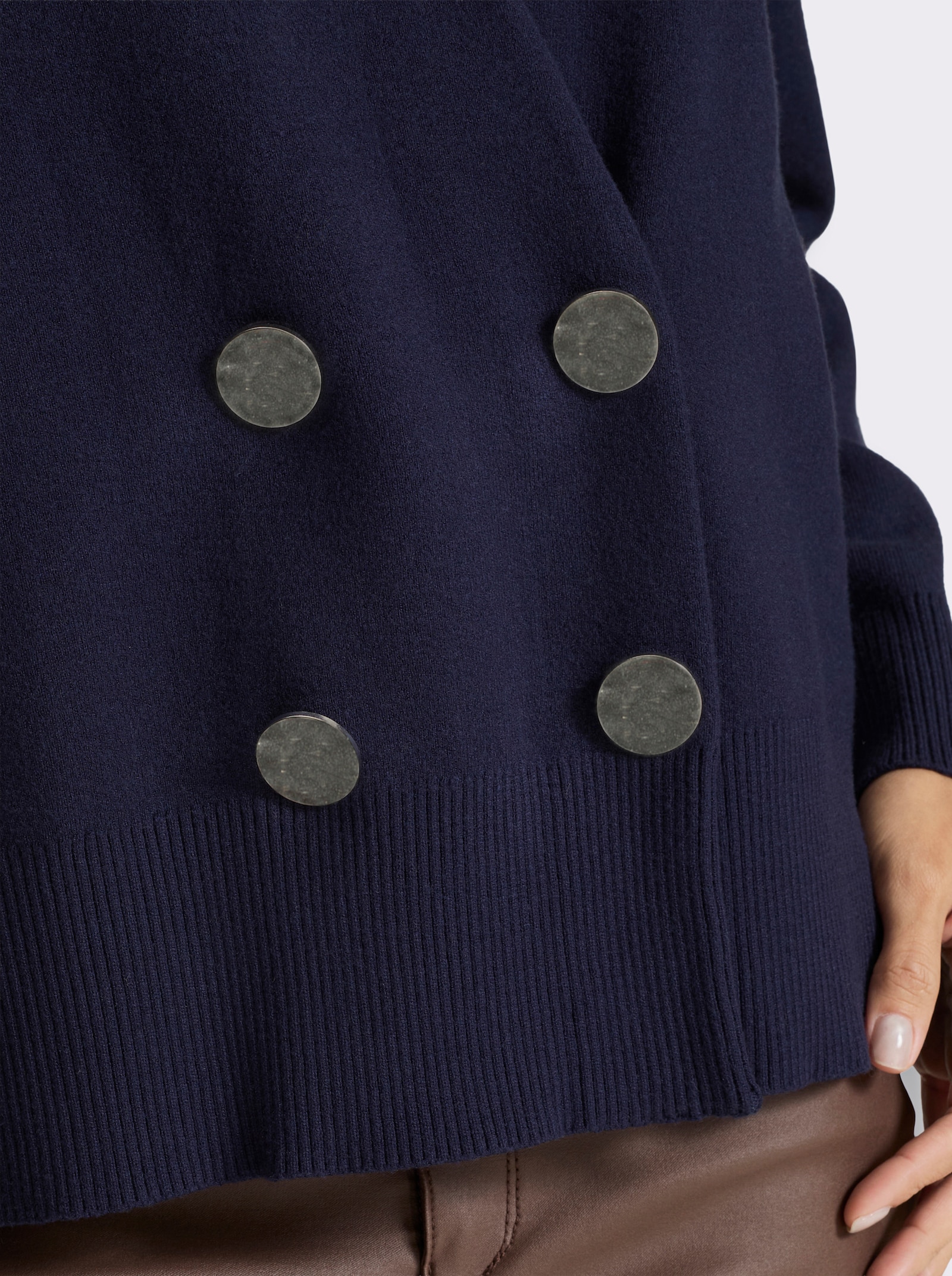 heine Feinstrickjacke mit Zierknöpfen - marine
