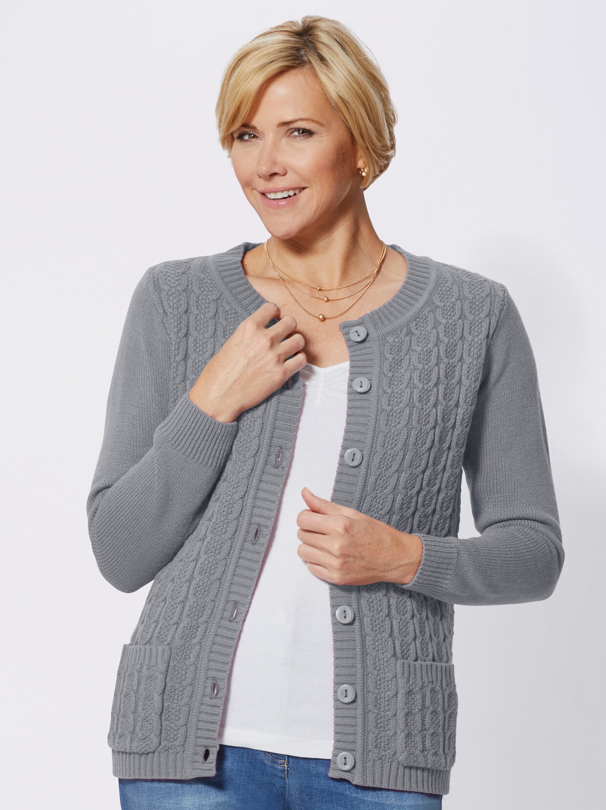 Strickjacke - silbergrau