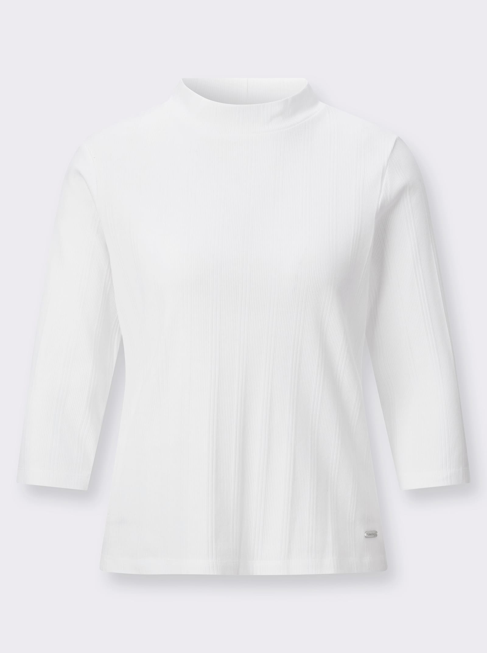 Stehkragenshirt im Jacquardmuster - ecru