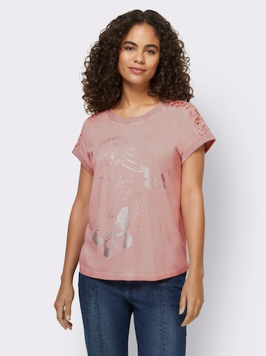 heine Kurzarmshirt mit Glanz-Details - puder