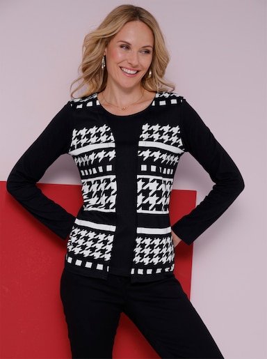 2-in-1-Shirt - schwarz-weiß-bedruckt