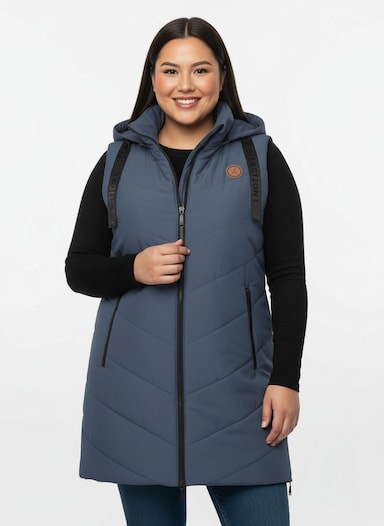 Longweste mit V-Steppung - rauchblau