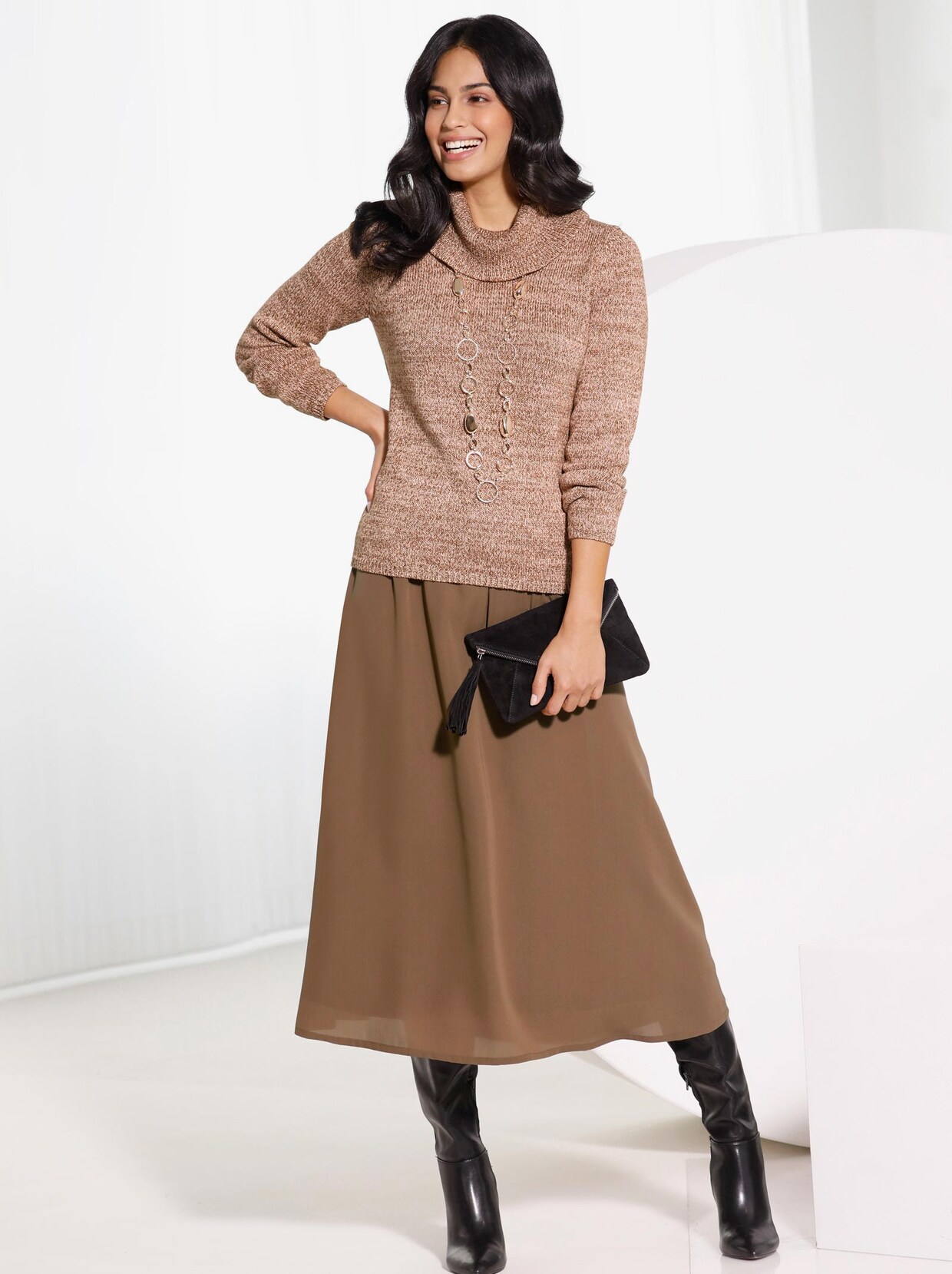 Rollkragenpullover - puder-meliert