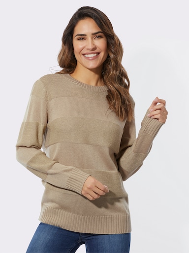 Langarm-Pullover mit Glitzergarn - beige