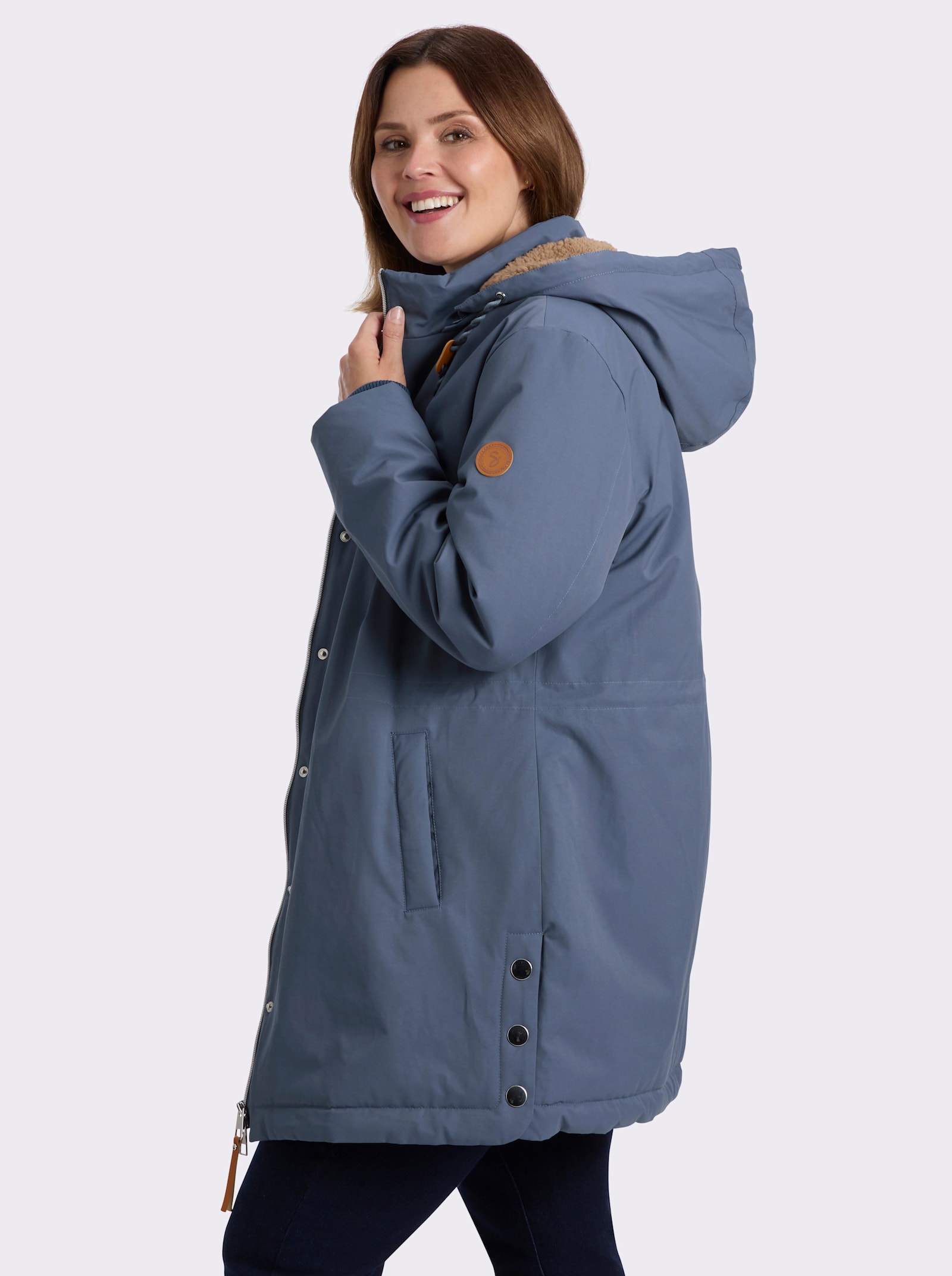 sheego Parka mit kuscheligem Teddyfutter - rauchblau
