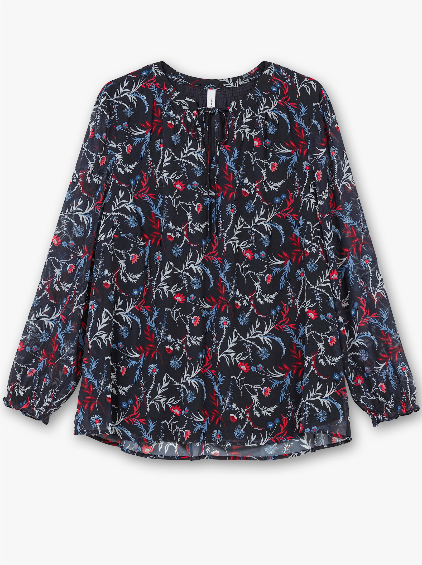 sheego Tunika aus Chiffon, mit Alloverprint - tiefblau-gemustert