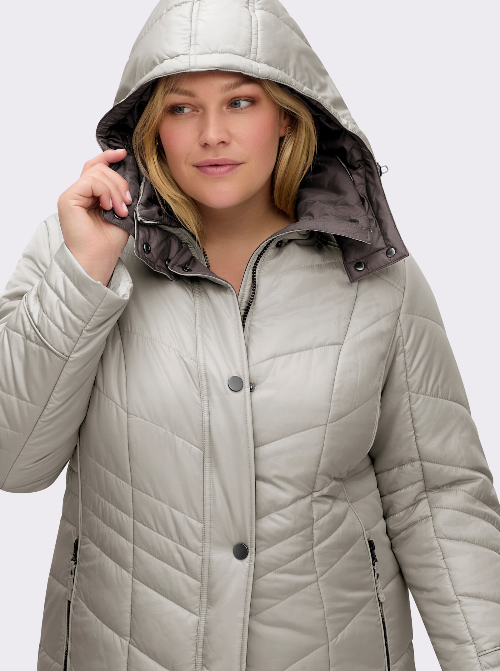 Steppjacke in Microfaser-Qualität, pflegeleicht - ecru