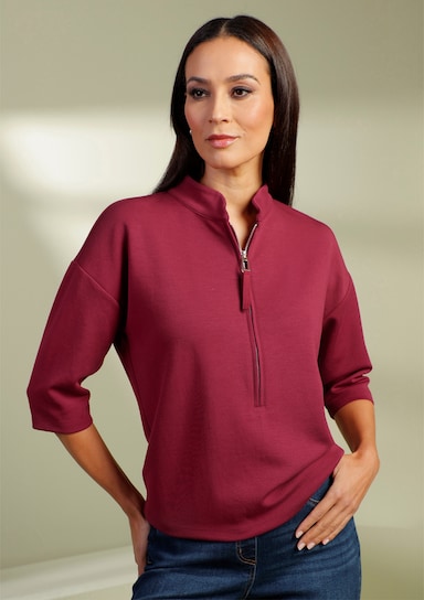 heine Sweatshirt mit Reißverschluss - dunkelrot