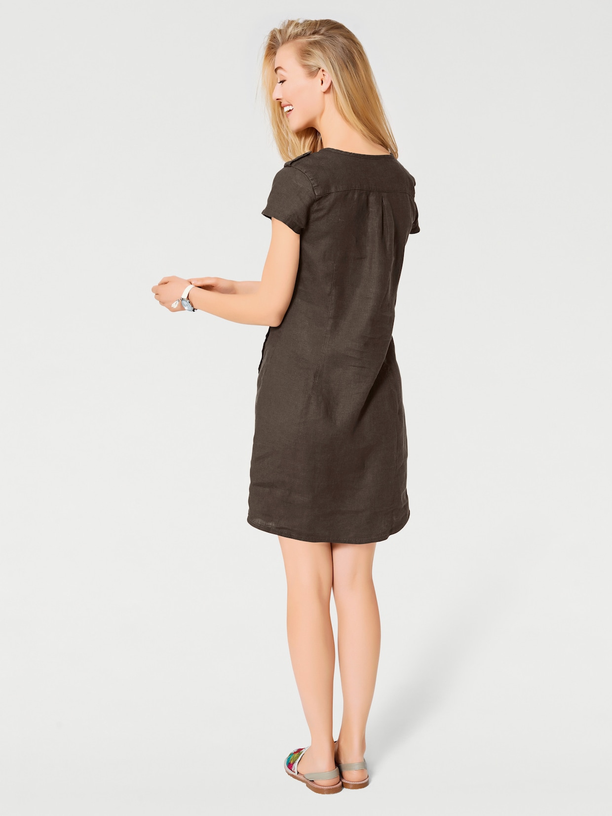 heine Robe en lin - chocolat