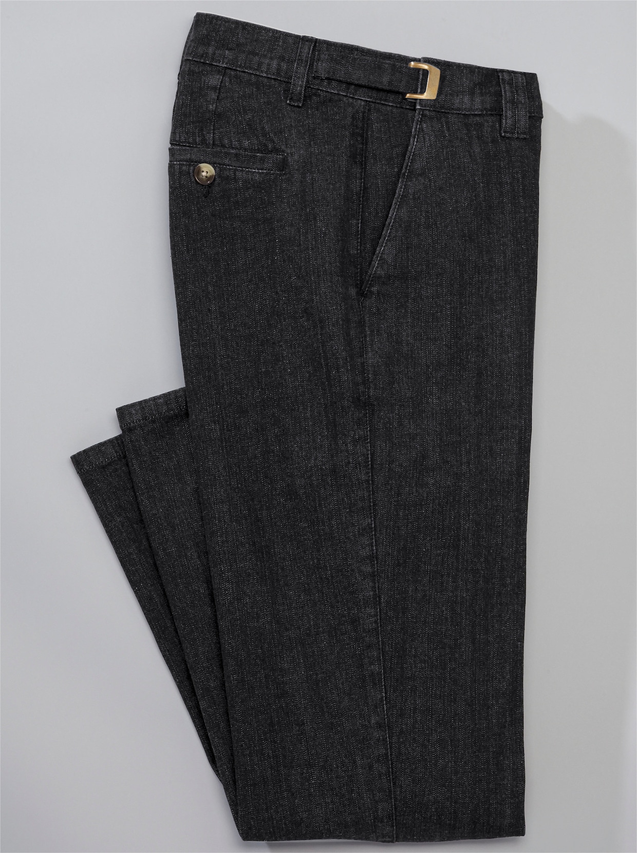 Jeans med justerbart midjeband - black-denim