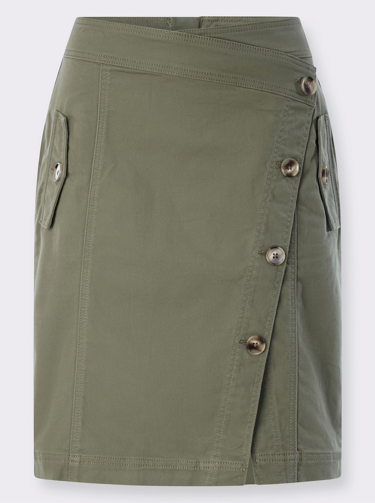 heine Webrock mit Zierknopfleiste - khaki