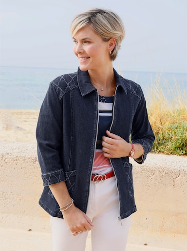 Jeansjacke aus Baumwoll-Stretch - dark blue