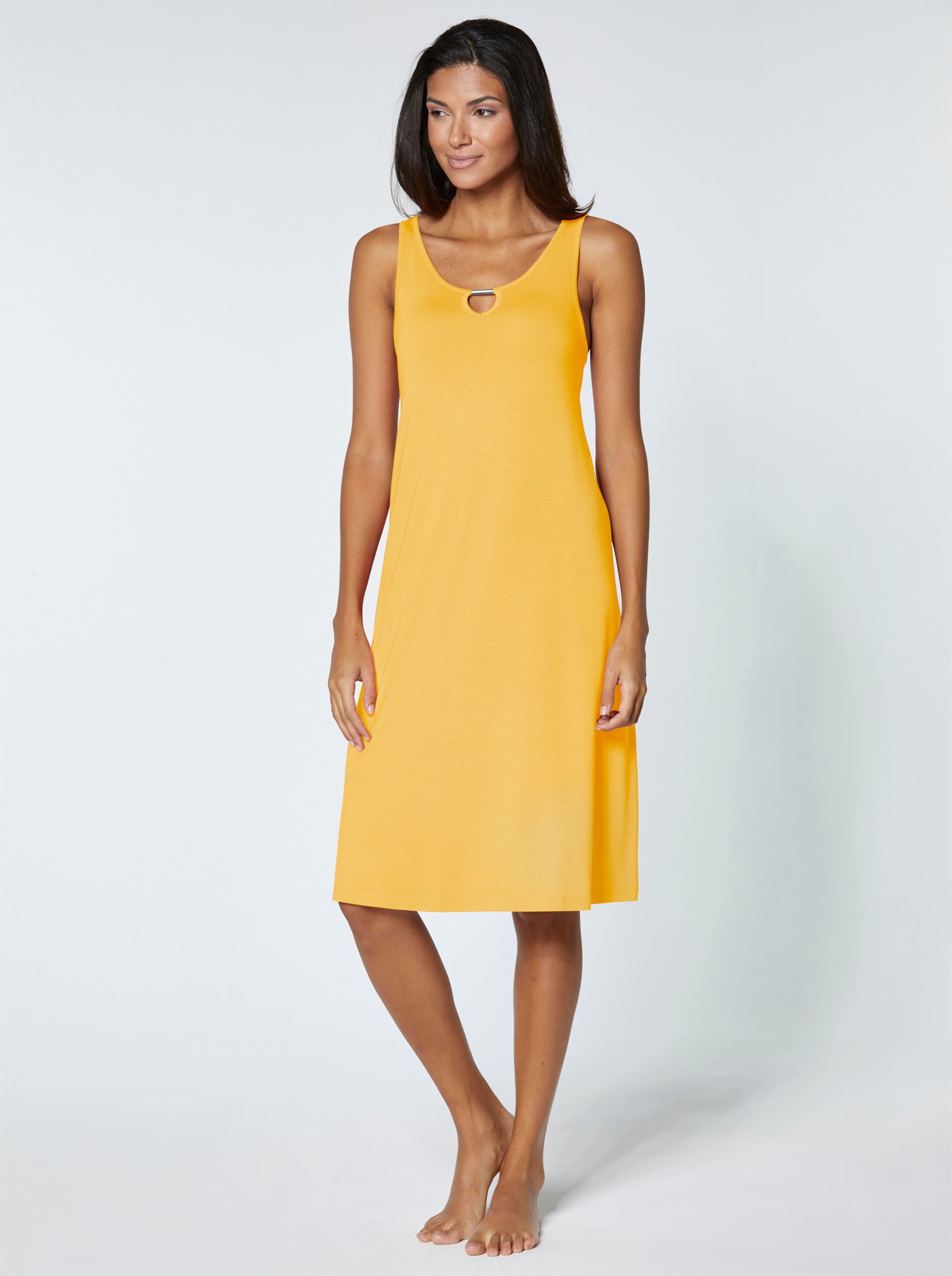SSIG günstig Kaufen-Sommerkleid in gelb von feel good. Sommerkleid in gelb von feel good <![CDATA[Dieses duftige Sommerkleid ist ein wunderbarer Figurschmeichler! Es ist in vorteilhafter A-Linie geschnitten und fällt so schön lässig über kleine Rundungen. Den Rundhals-Au