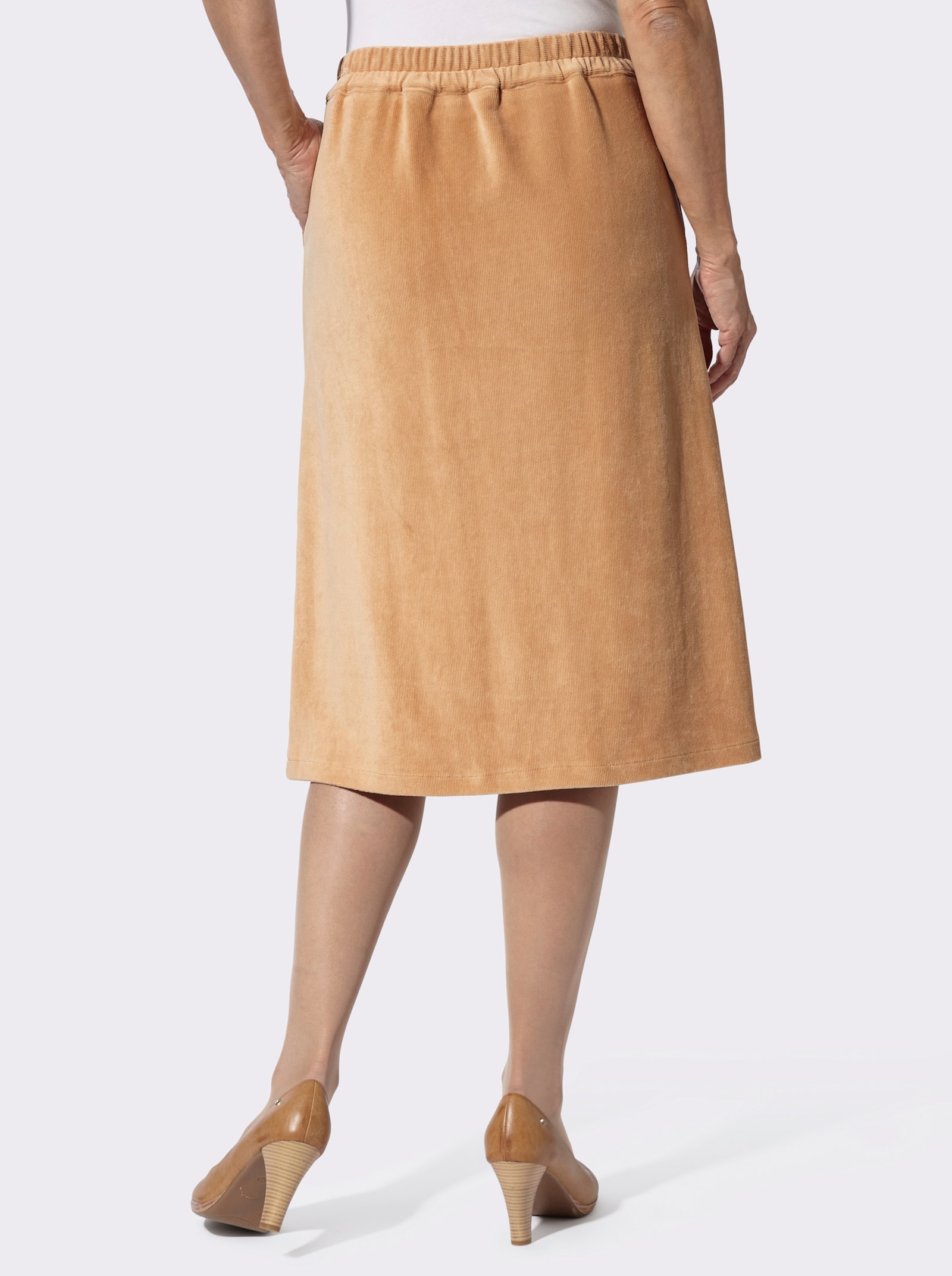 Cordrock mit imitierter Knopfleiste - camel