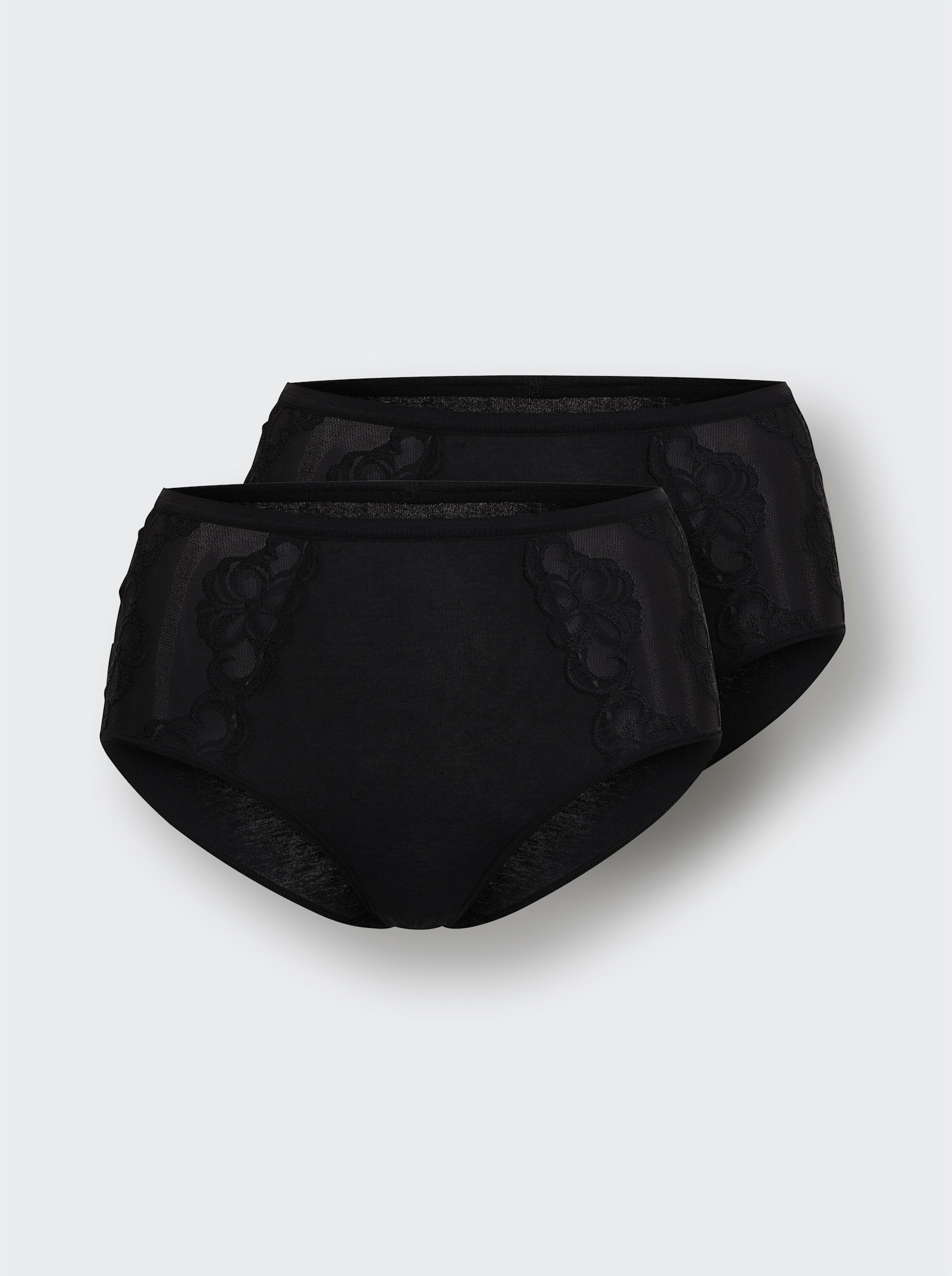 Hüftslip mit transparentem Spitzeneinsatz - schwarz