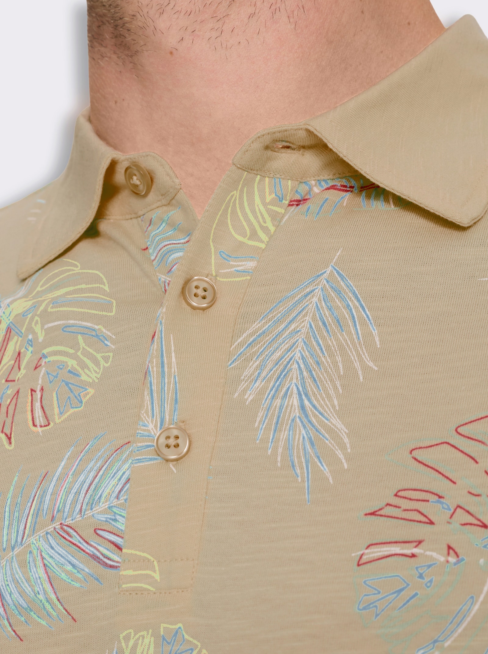 Marco Donati Kurzarmshirt mit exotischem Dessin - beige-bedruckt