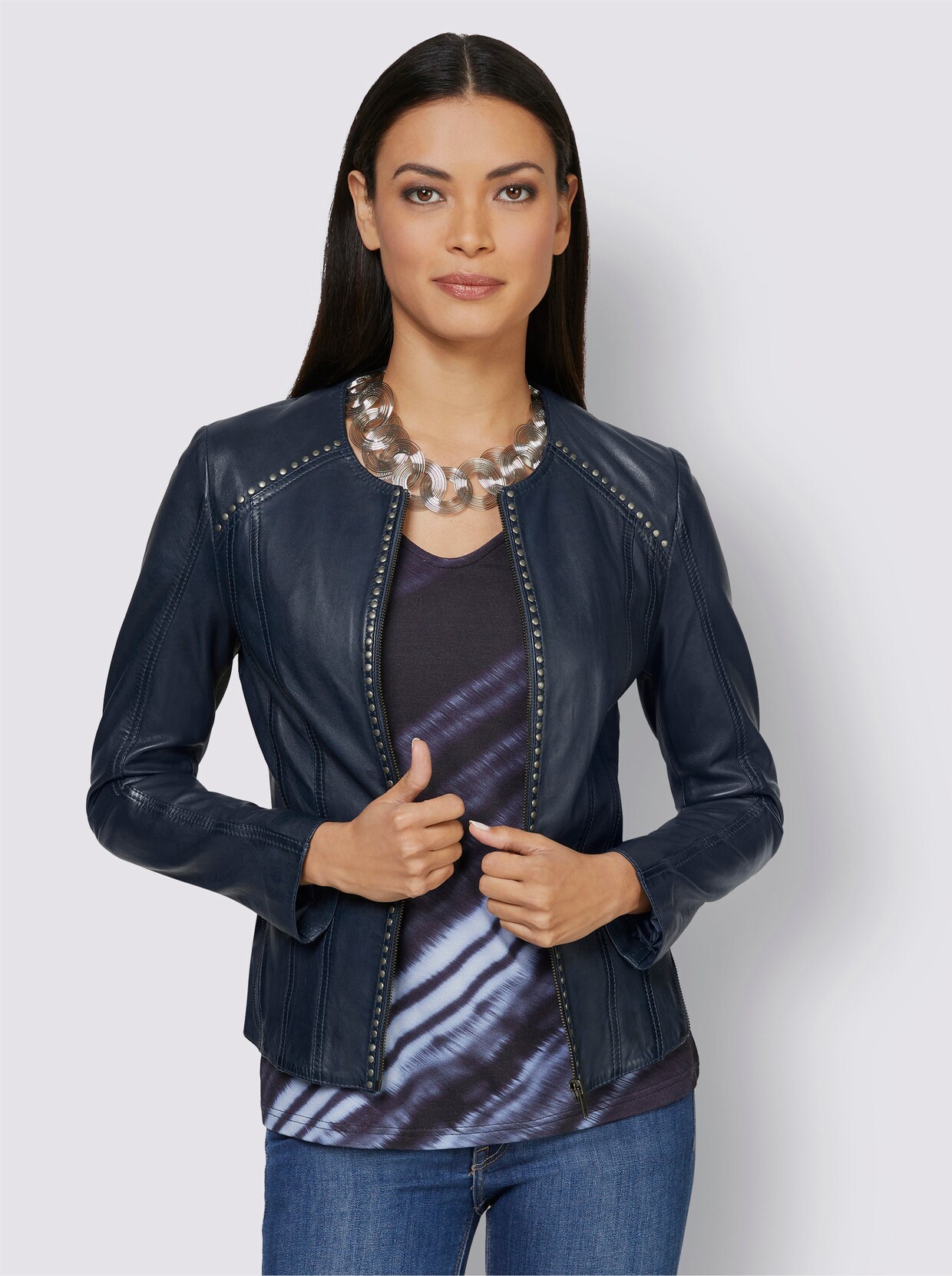 Mainpol Lederjacke - dunkelblau