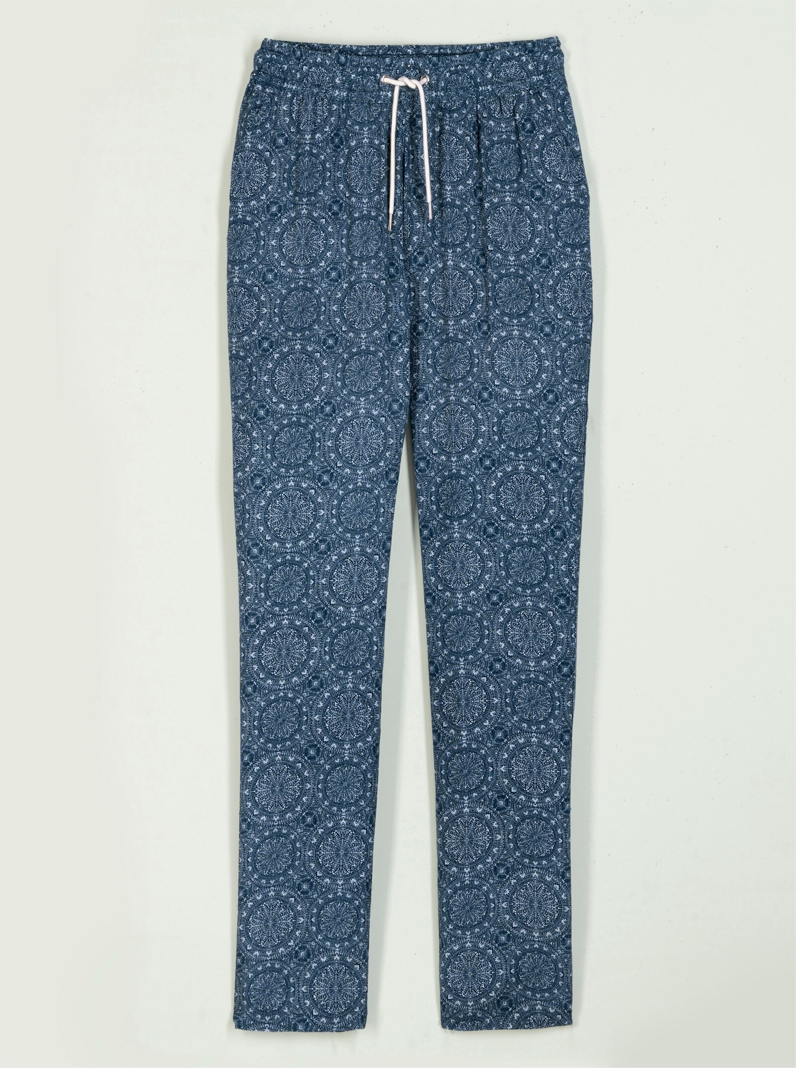 Schlupfhose mit Mandala-Druck - dunkelblau-champagner-bedruckt