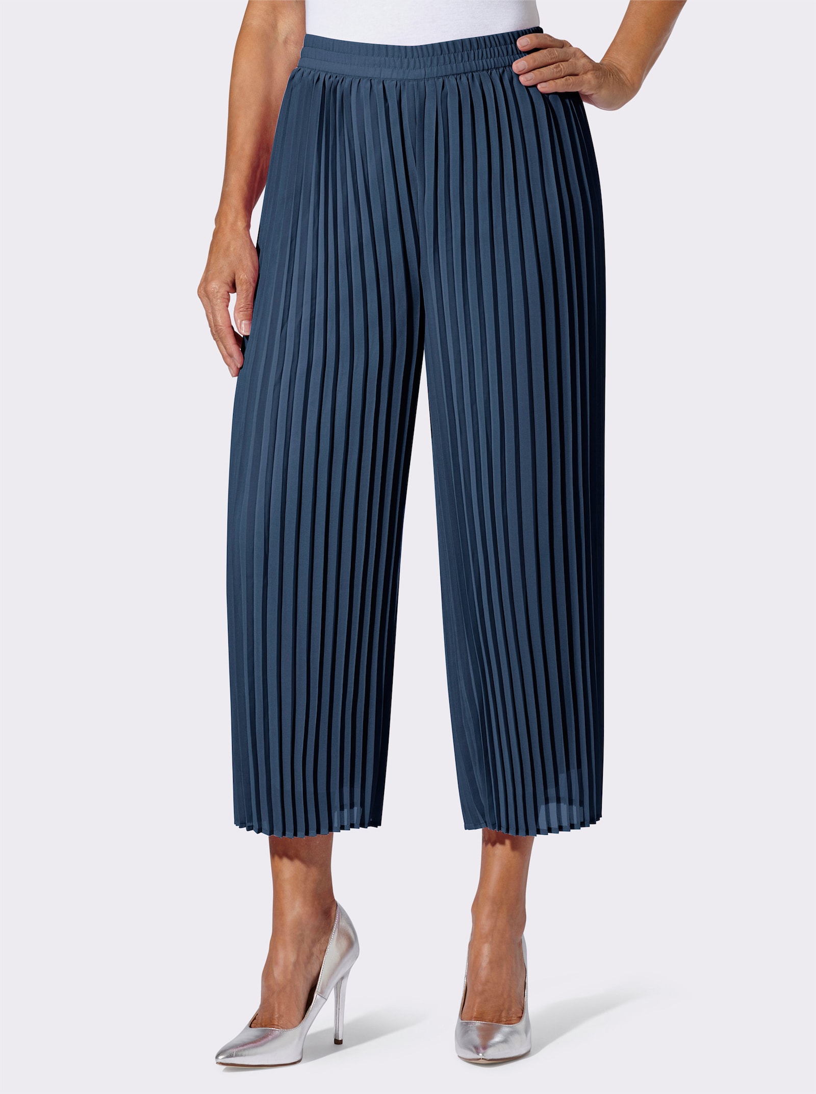 Marlene-broek van plissé - donkerblauw