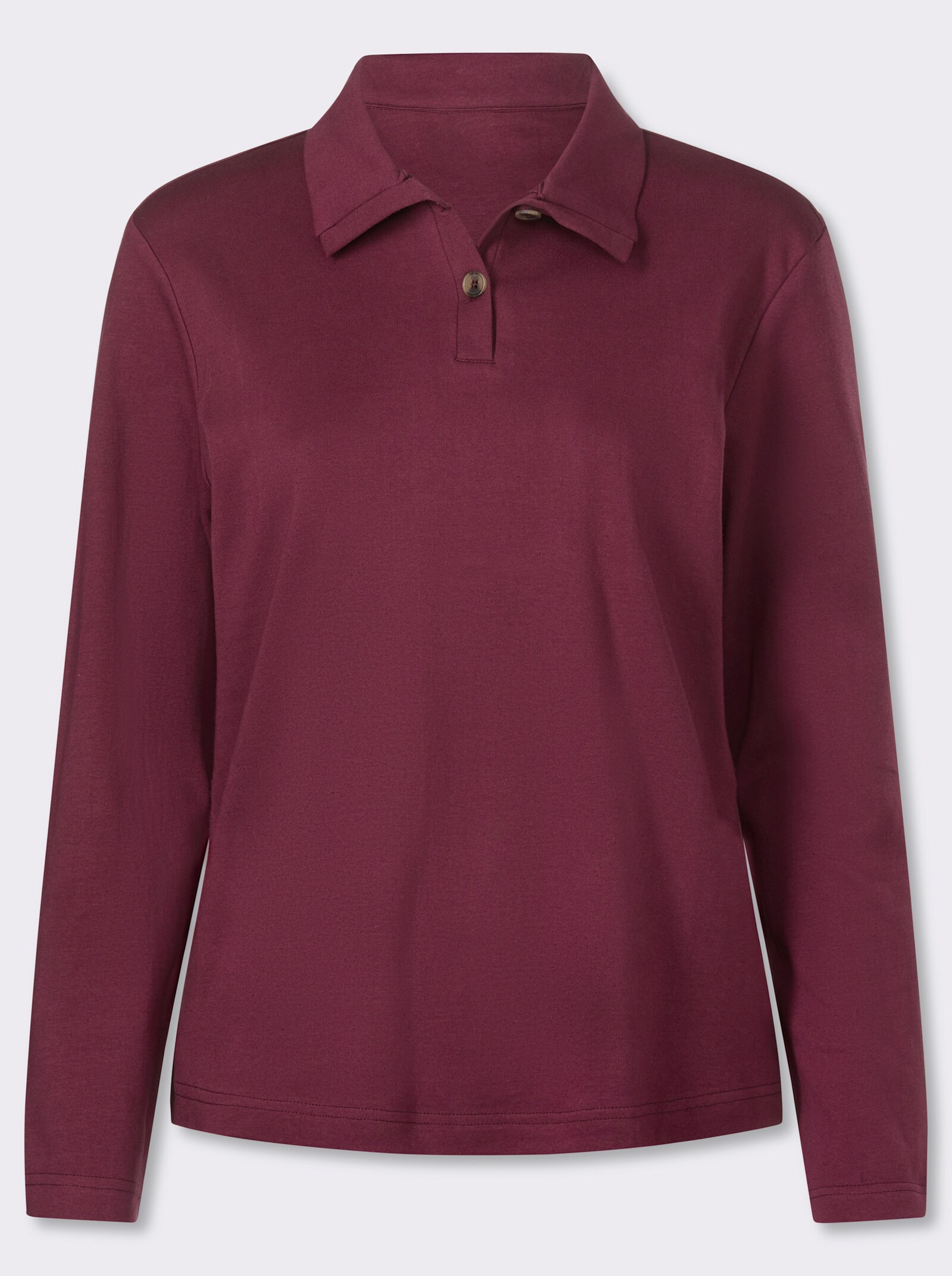 Langarmshirt mit Knöpfen in Horn-Optik - bordeaux