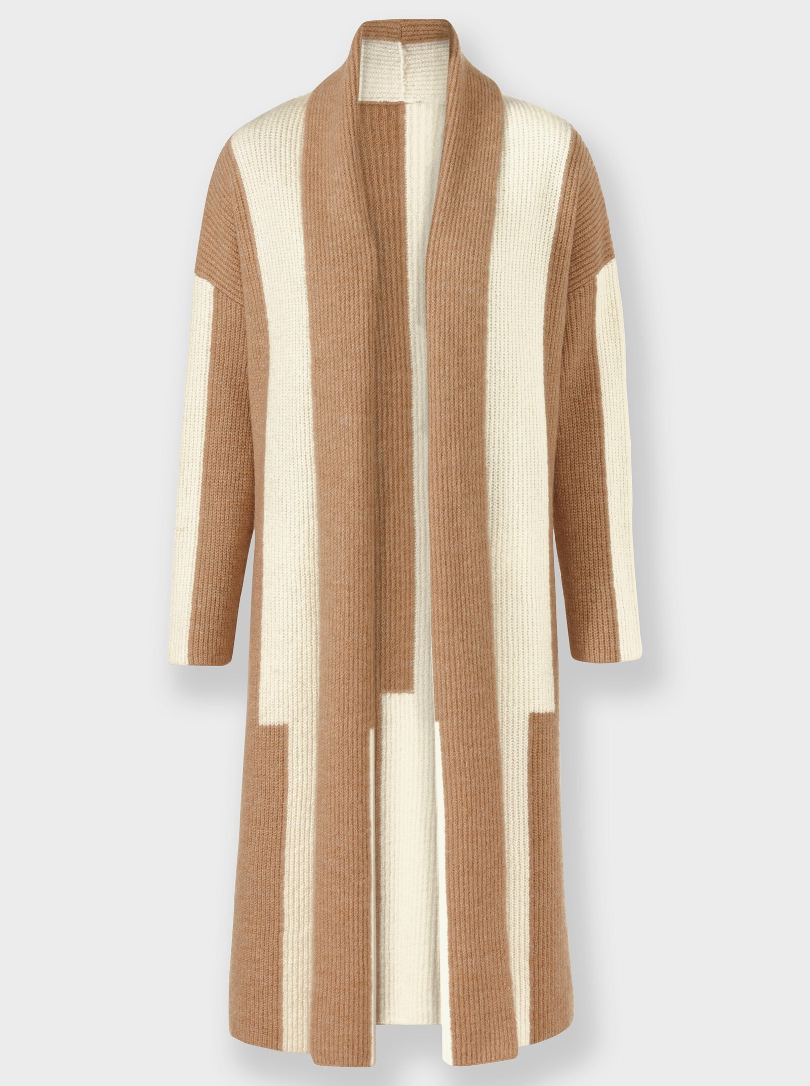 heine Manteau en tricot avec couleurs contrastées - chamois-couleur ivoire à motifs