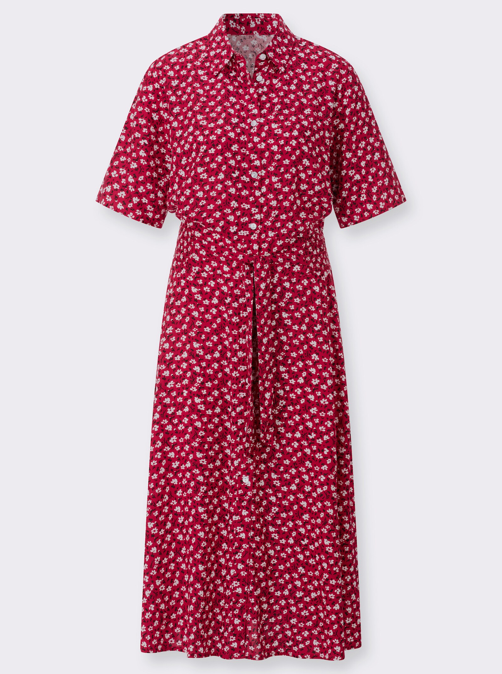Blusenkleid im floralem Dessin - kirsche-weiß-bedruckt