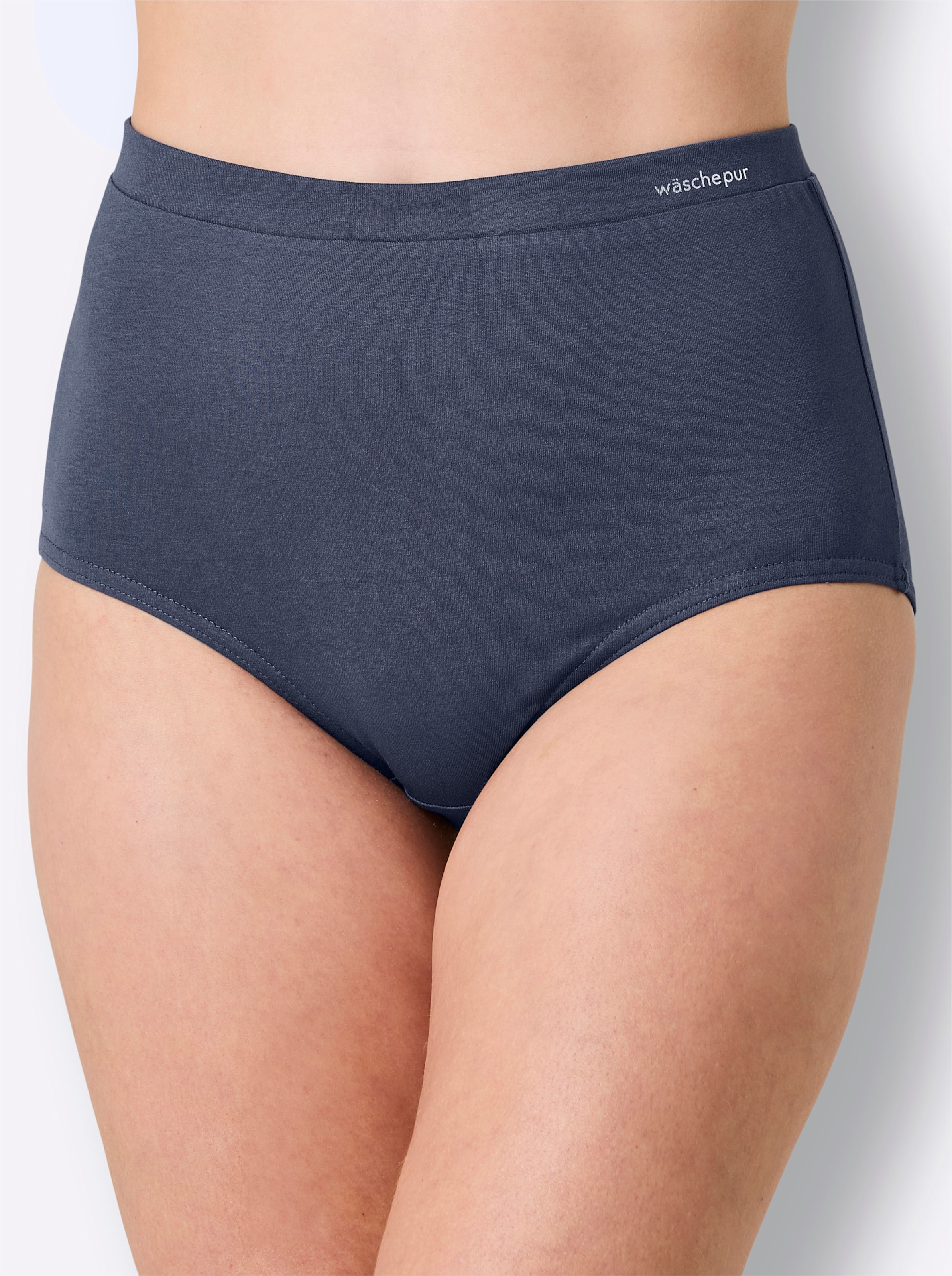 Tailleslip 2x wit gestreept + 2x rookblauw, foto 3