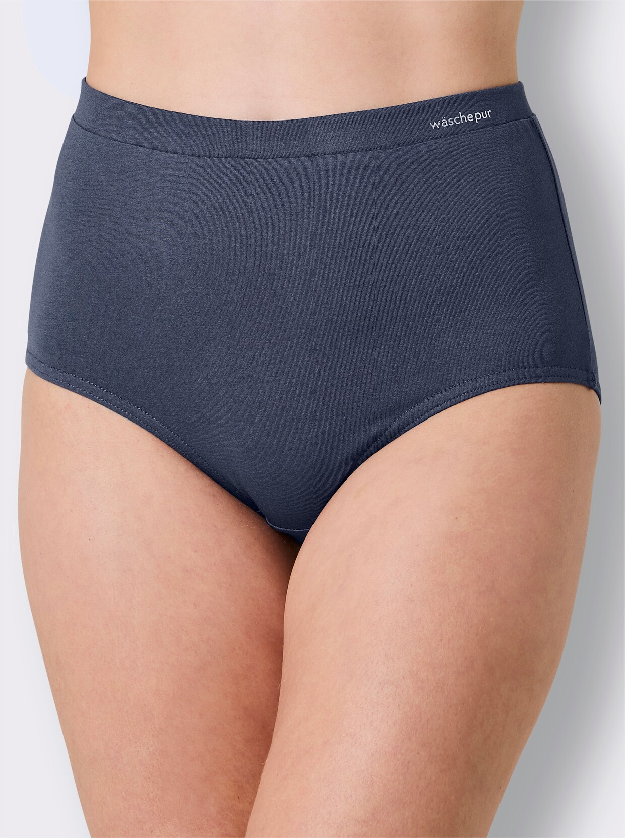 wäschepur Taillenslip - 2x weiß-gestreift + 2x rauchblau