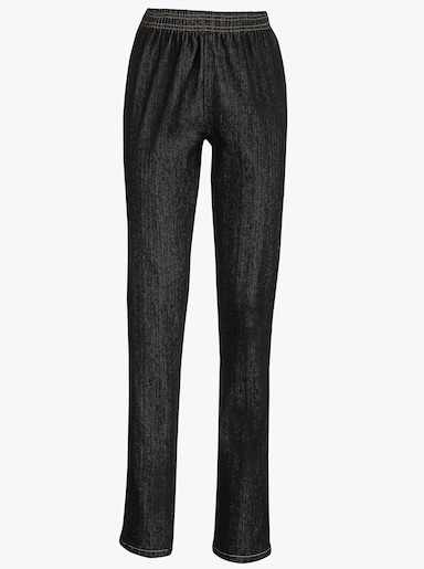Strečové džíny s elastickým pasem - černá-denim