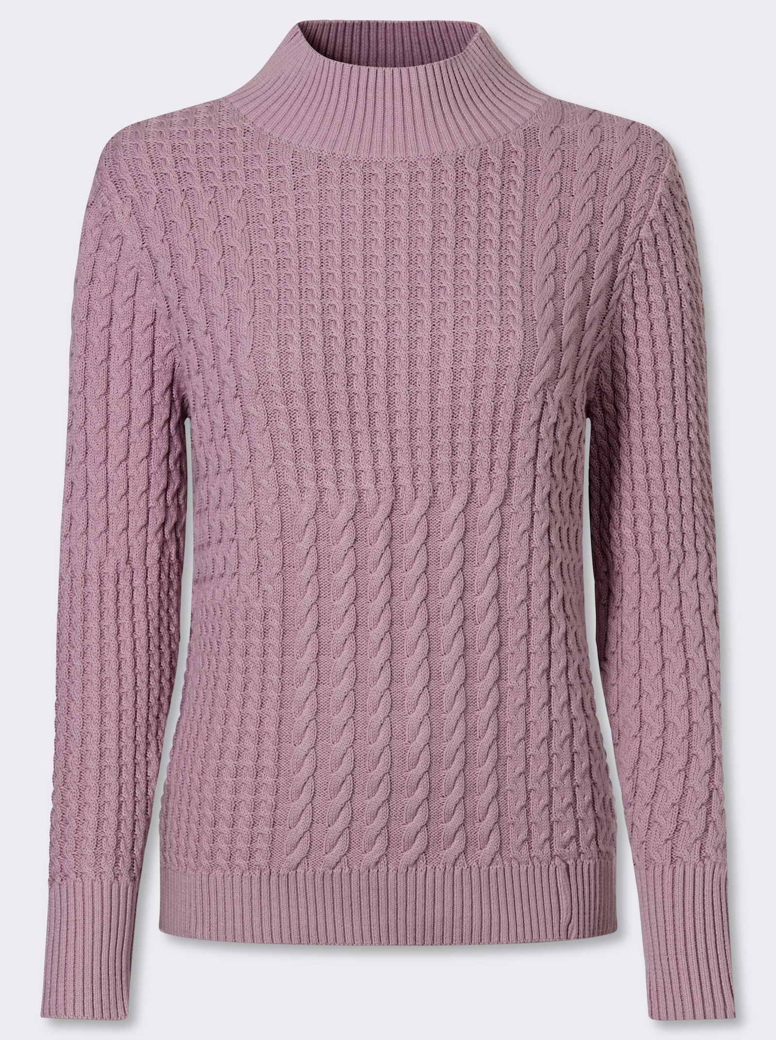 Pullover met opstaande kraag in patchworklook - mauve