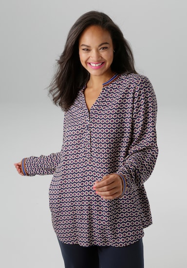 Aniston PLUS Schlupfbluse - marine-braun-beige