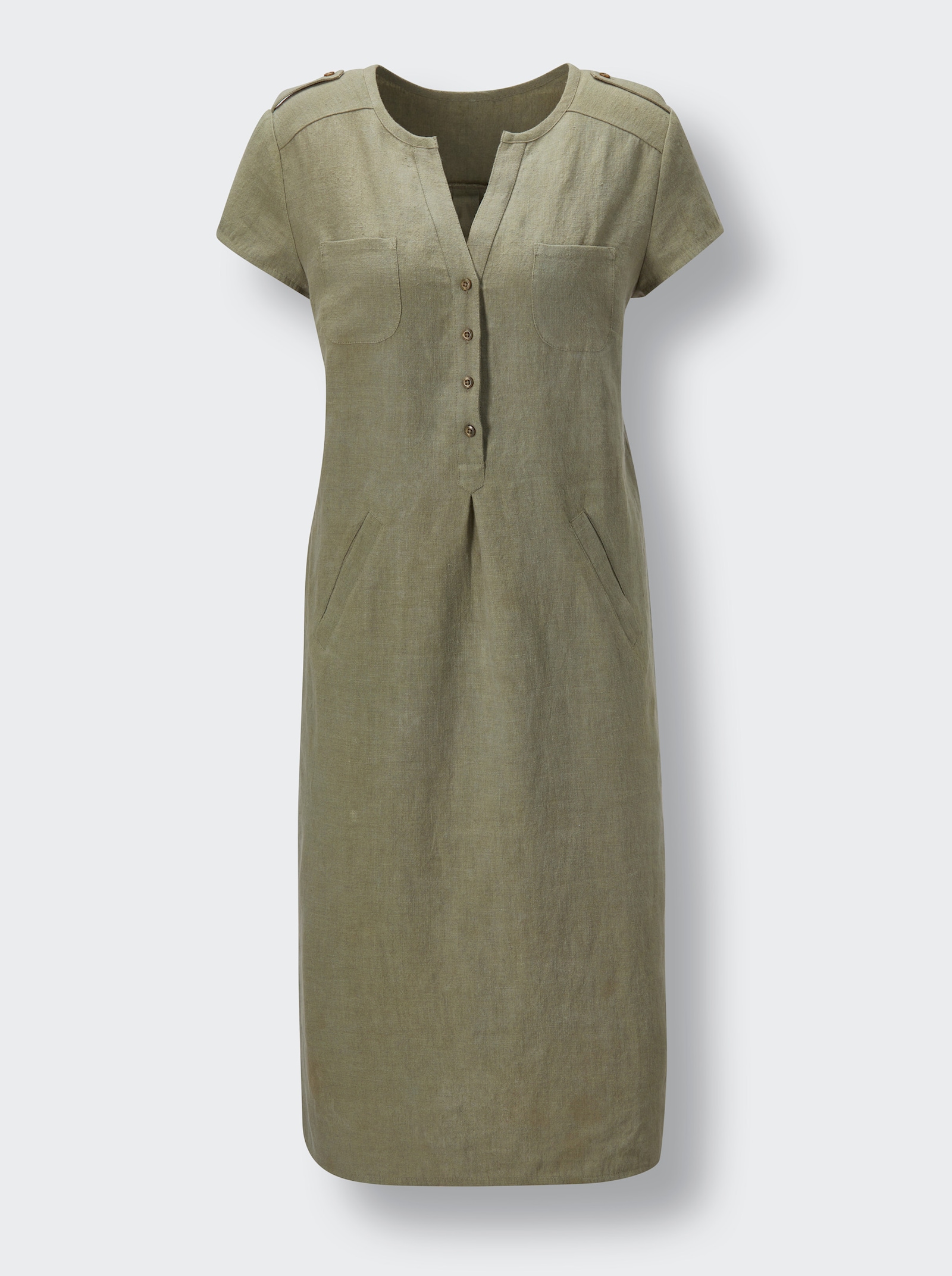 CREATION L PREMIUM Webkleid aus reinen Leinen - khaki