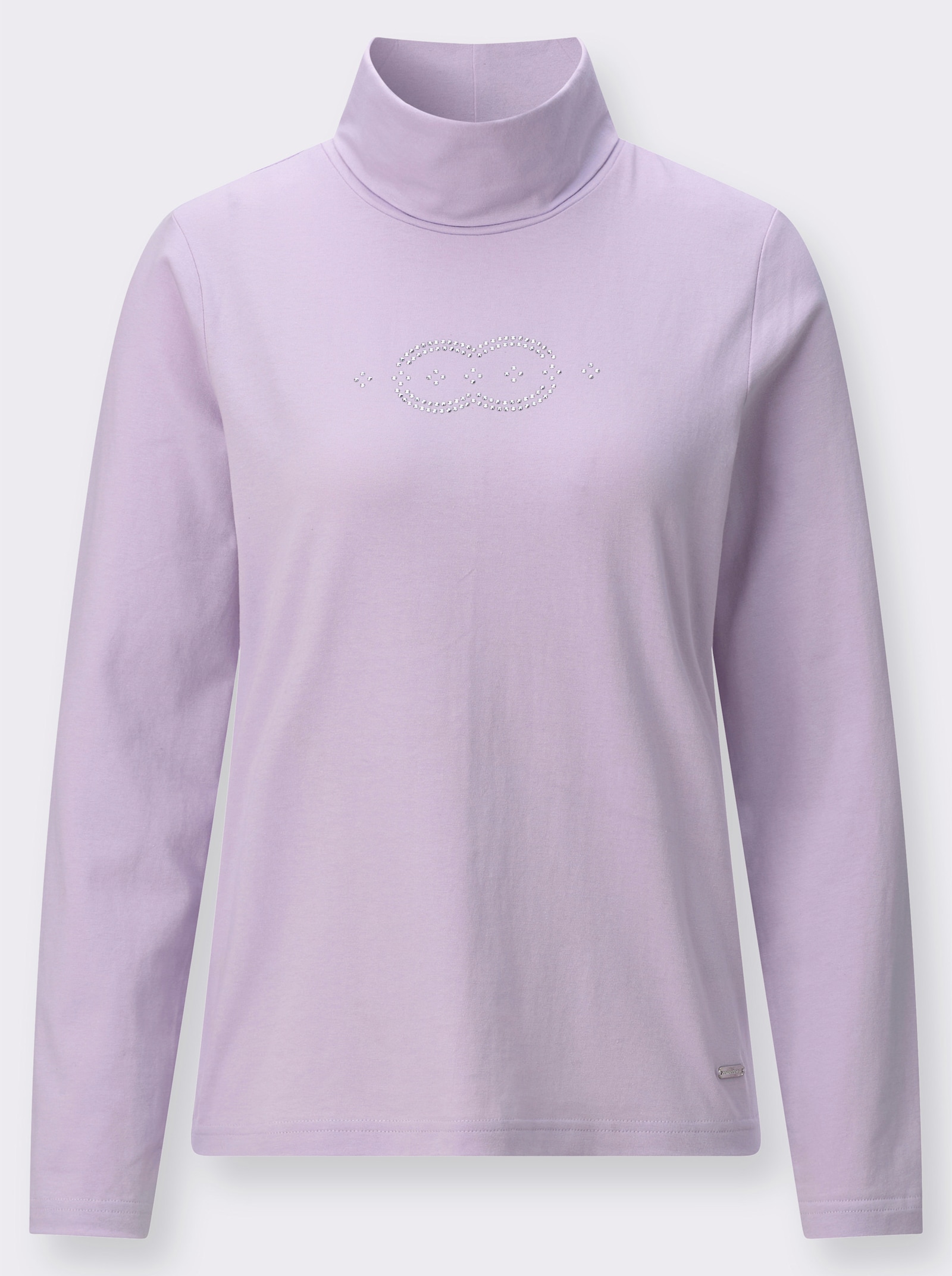 Rollkragenshirt mit Metallplättchen-Verzierung - flieder