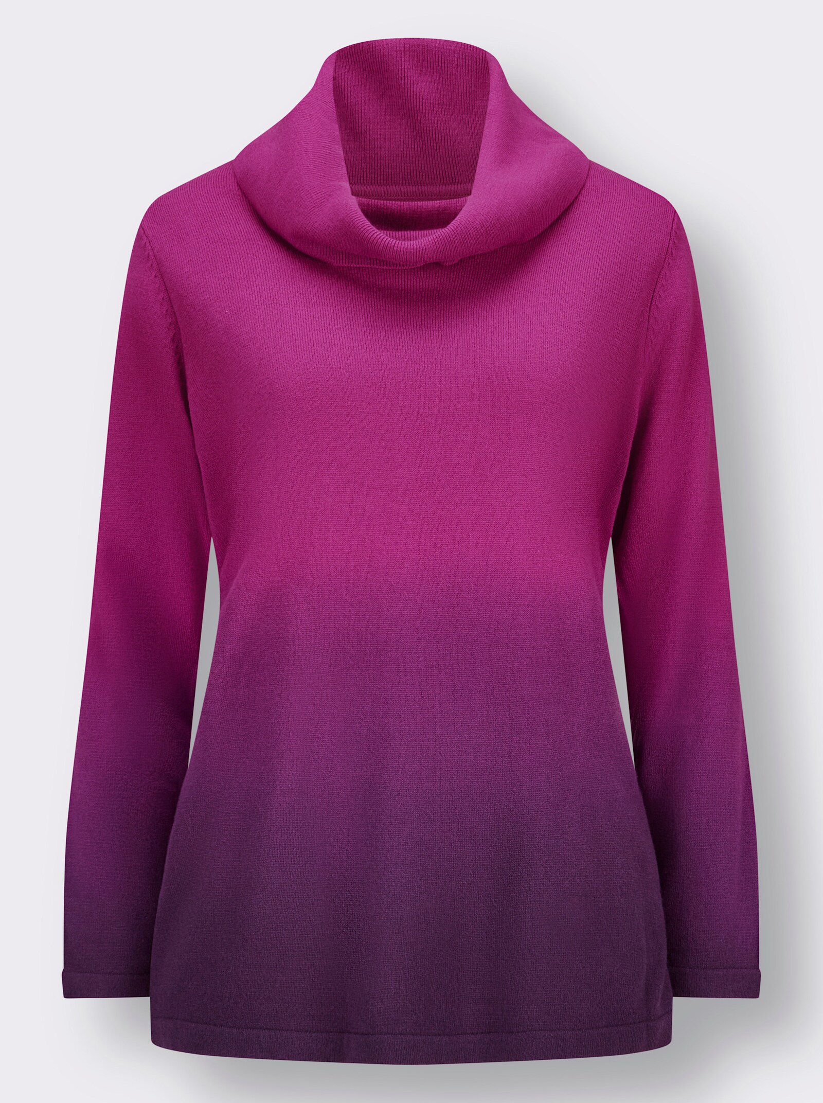 Rollkragenpullover in Longform, mit Farbverlauf - magenta-traube