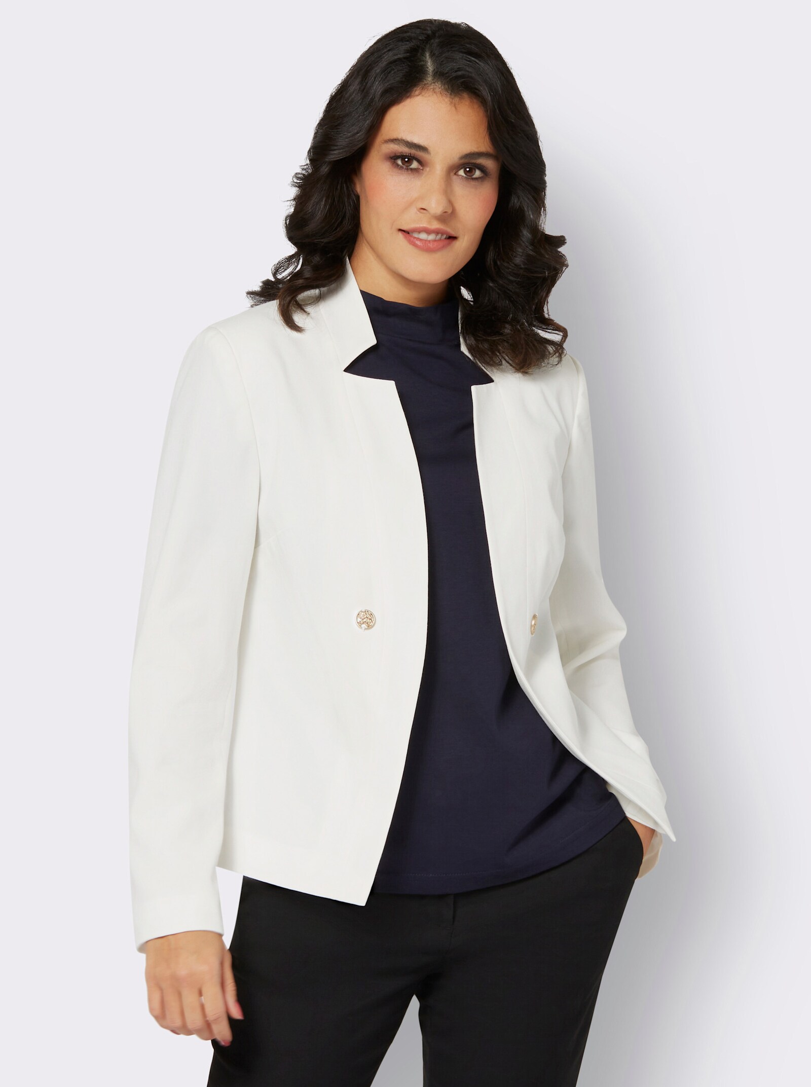 Kurzblazer in Koffer-Qualität, bügelarm - ecru