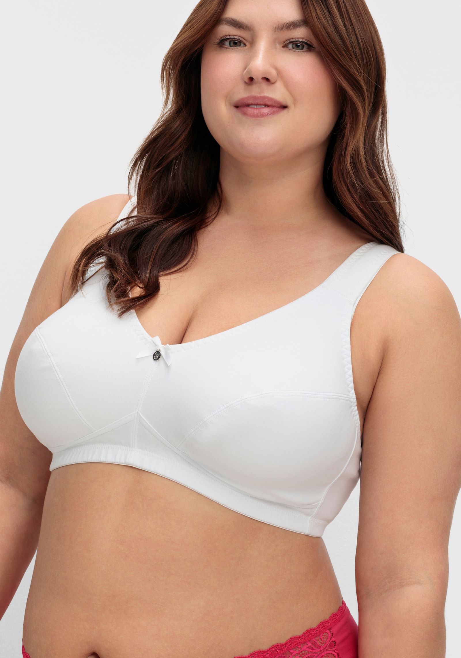 sheego Lot de 2 soutiens-gorge sans armatures - blanc + orchidée