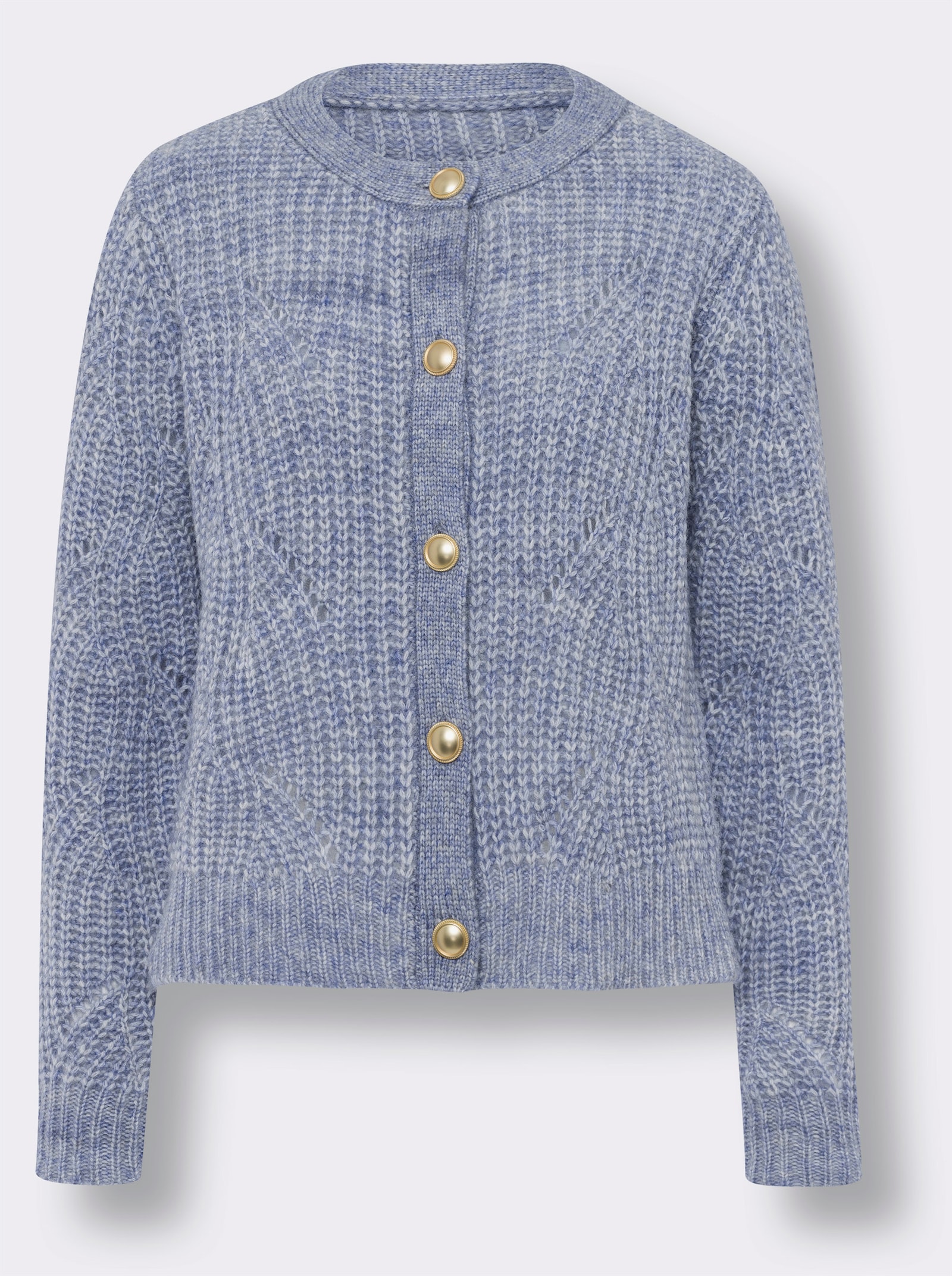 heine Cardigan im Ajour-Strick - taubenblau