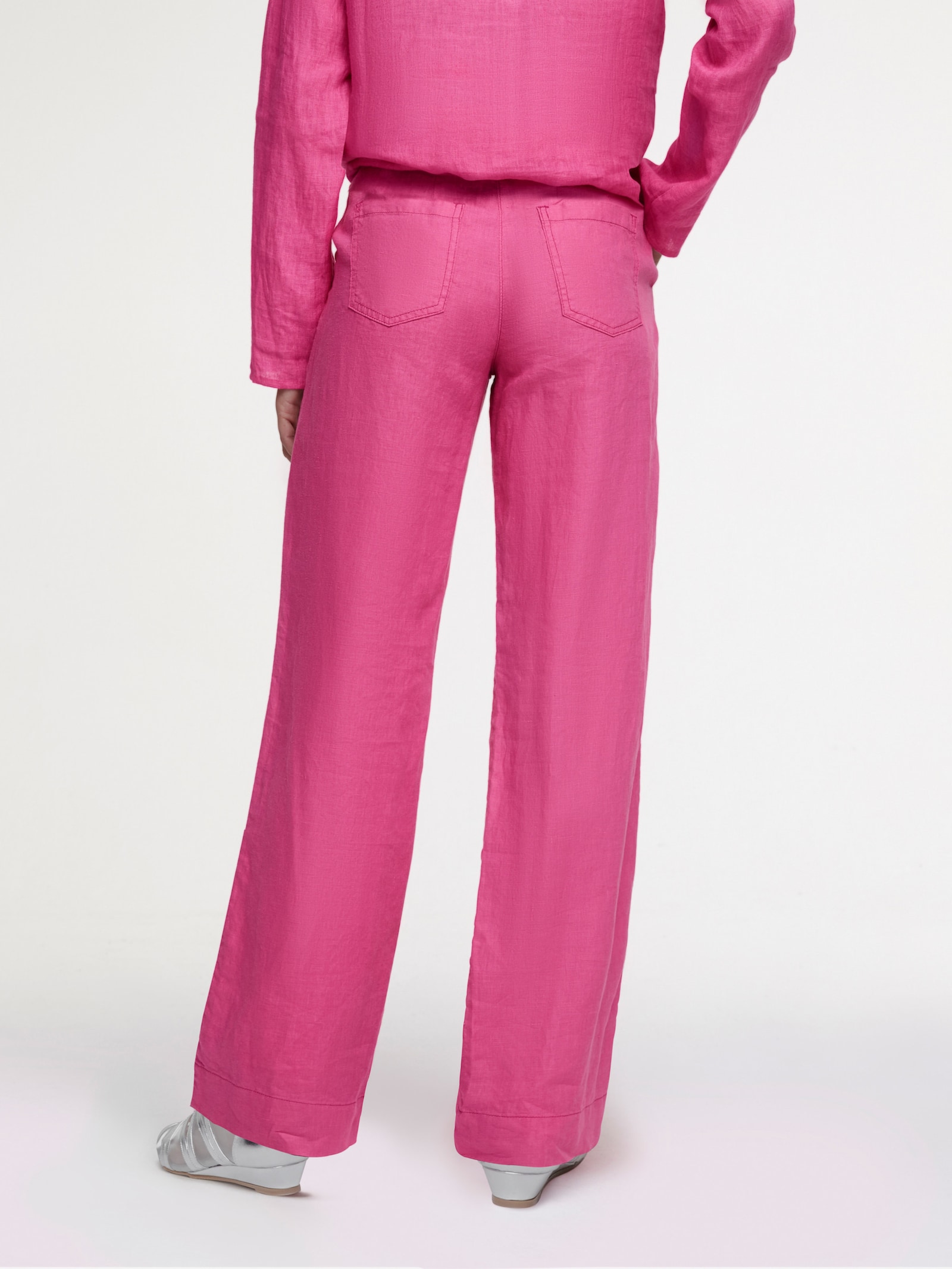 heine Leinenhose mit weit geschnittenen Beinen - himbeere